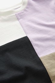 Black/Lilac Purple Short Sleeve Colourblock T-Shirt (3mths-7yrs) - Image 3 of 3