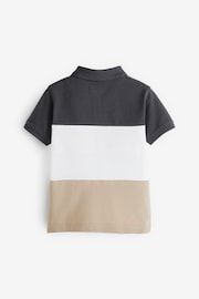 Black/Cream Short Sleeve Colourblock Polo Shirt (3mths-7yrs) - Image 2 of 3