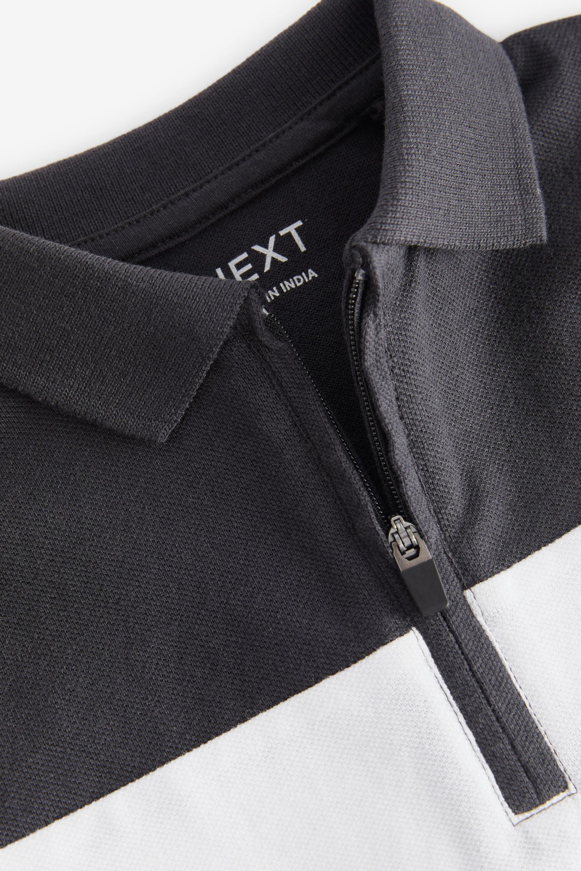 Black/Cream Short Sleeve Colourblock Polo Shirt (3mths-7yrs) - Image 3 of 3