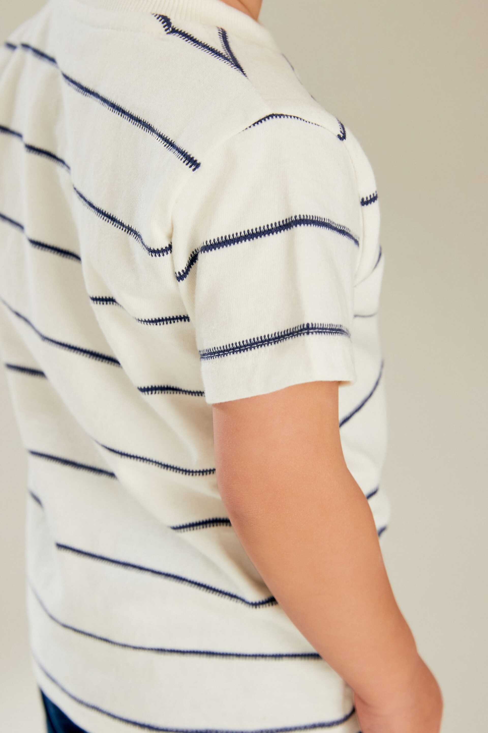 Blue/Tan Textured Short Sleeve T-Shirt 4 Pack (3mths-7yrs) - Image 7 of 9