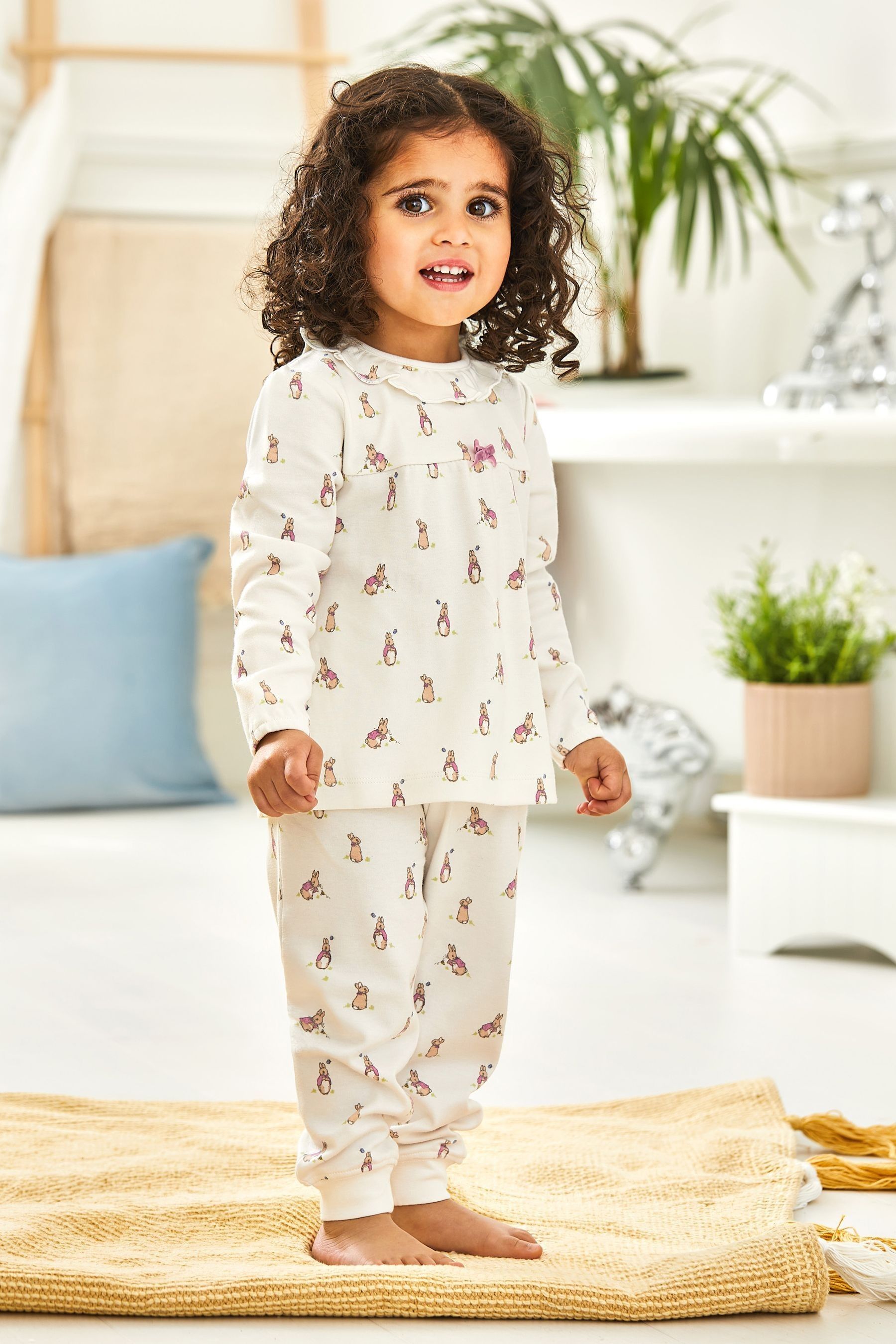 Buy JoJo Maman Bebe White Girls Peter Rabbit Pretty Jersey Pyjamas from Next Luxembourg