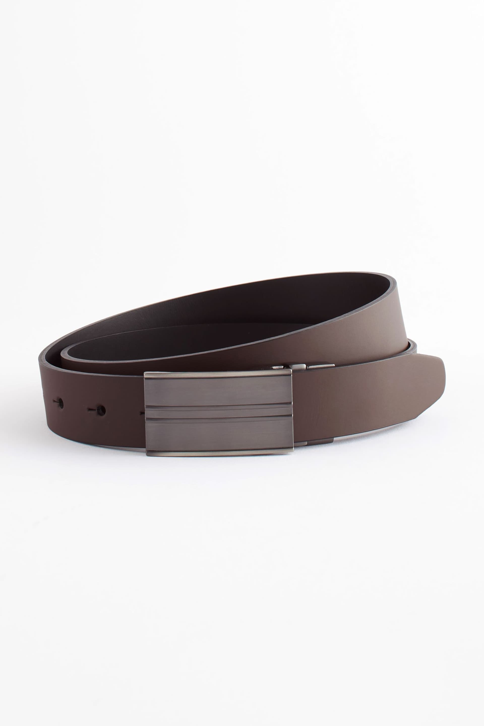 Black/Brown Reversible Plaque Bonded Leather Belt - Image 2 of 3