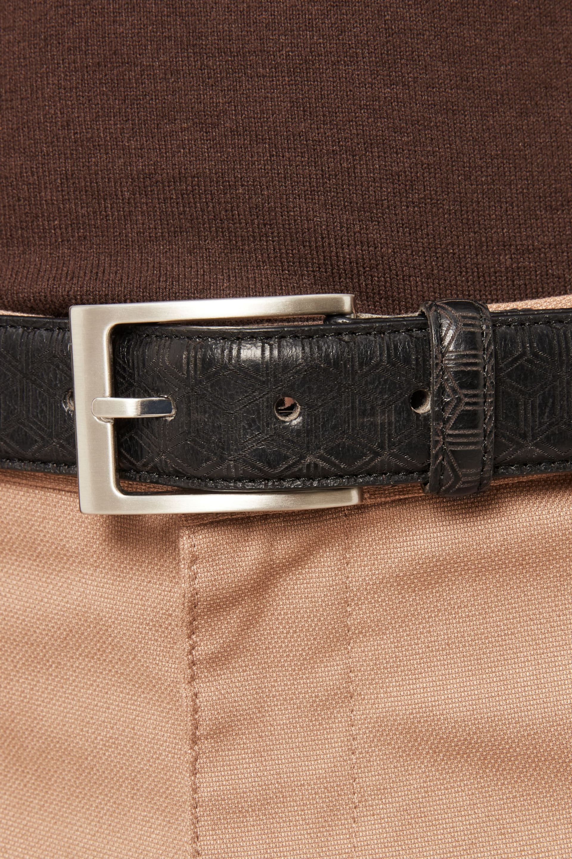 Black Leather Laser Pattern Belt - Image 2 of 5