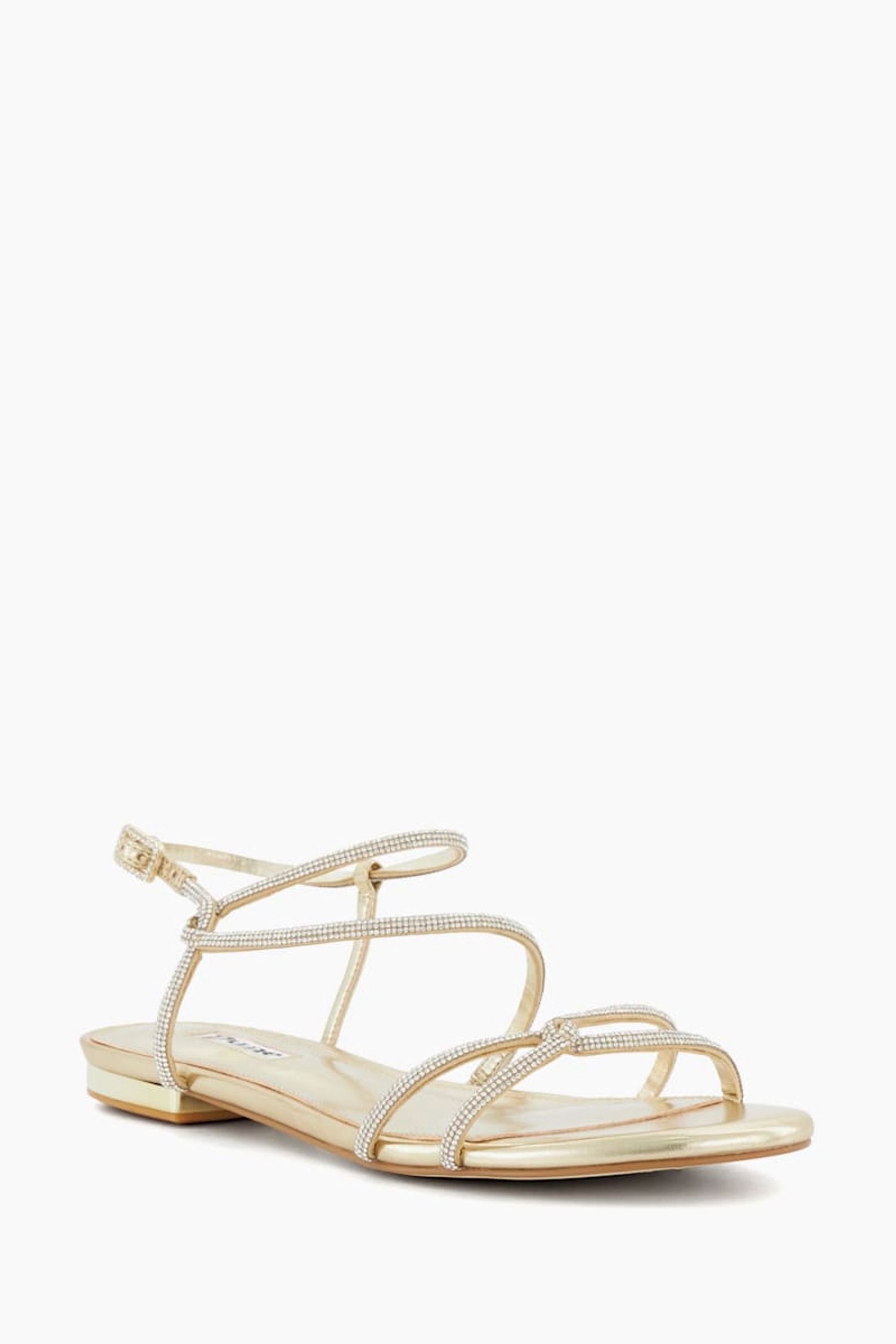 Buy Dune London Cream Wide Fit Nightly Tubular Diamante Flat Sandals from Next Luxembourg