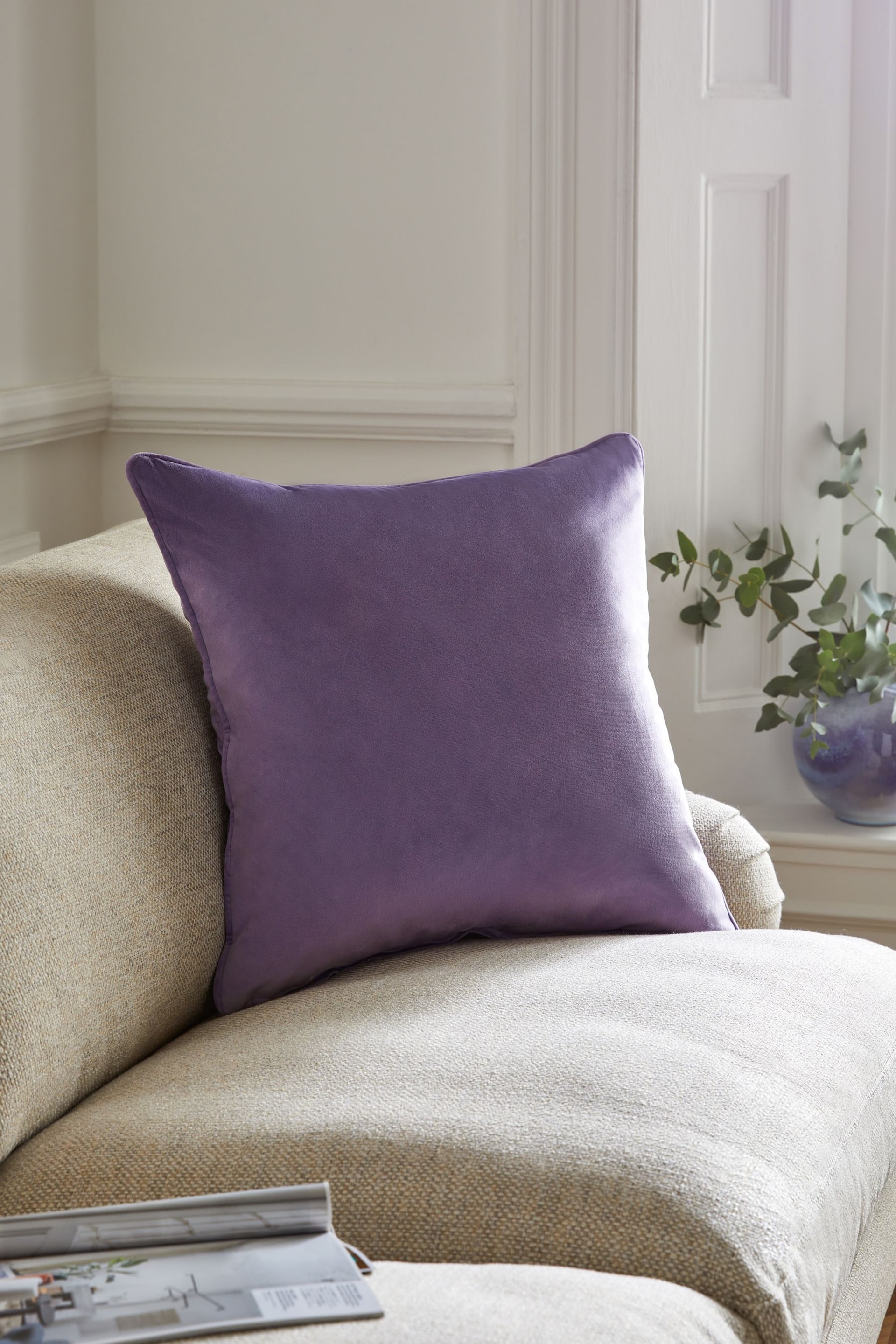 Lilac Purple 59 x 59cm Matte Velvet Cushion - Image 1 of 6