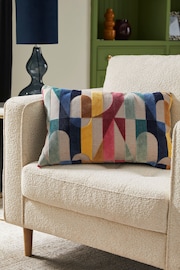 Multi 40 x 59cm Cut Velvet Jester Oblong Cushion - Image 1 of 5