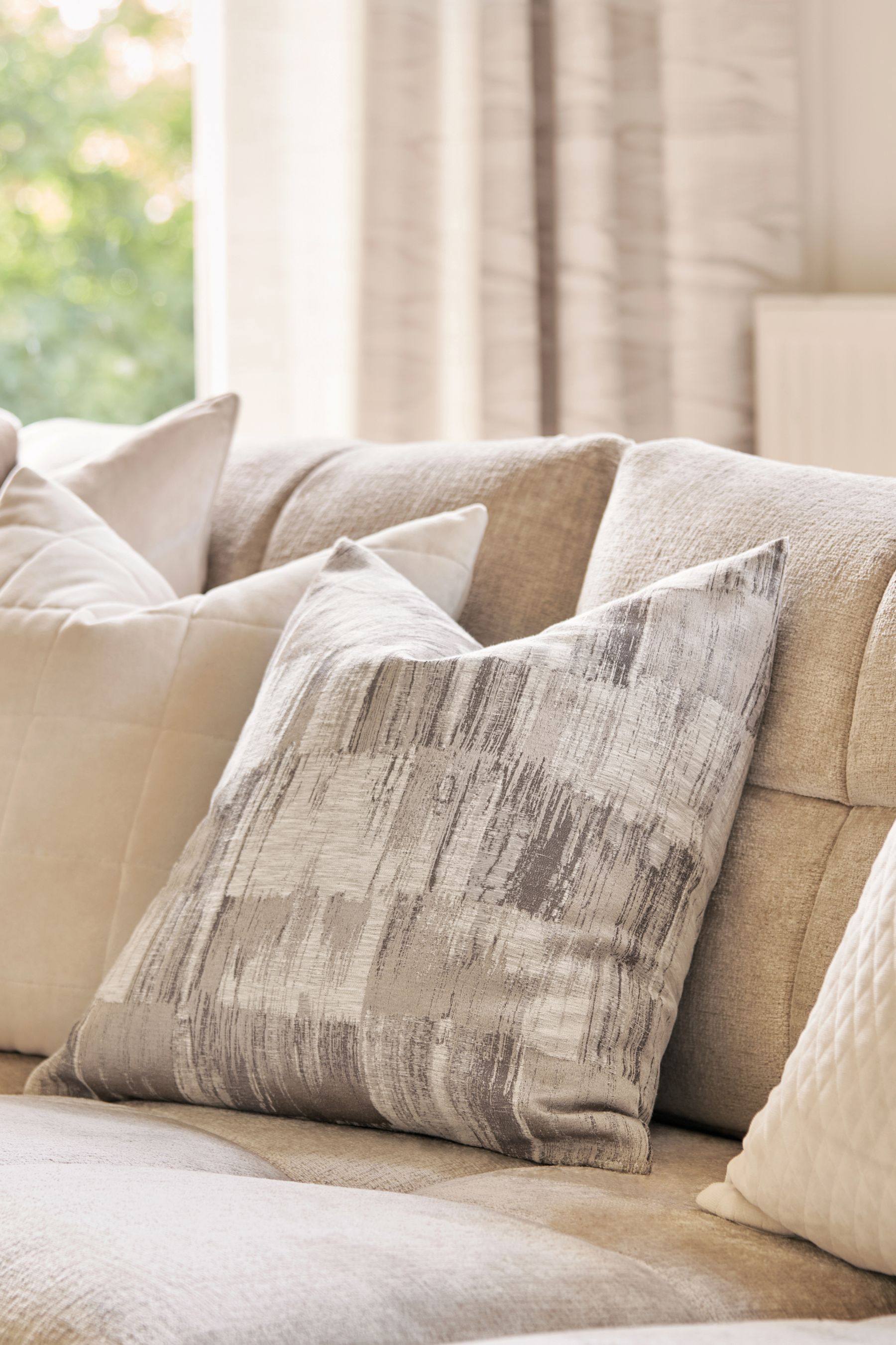 Buy Silver 50 x 50cm Metallic Abstract Cushion from the Next UK online shop