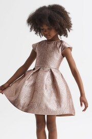 Reiss Gold Nia Junior Metallic Cap Sleeve Dress - Image 1 of 5