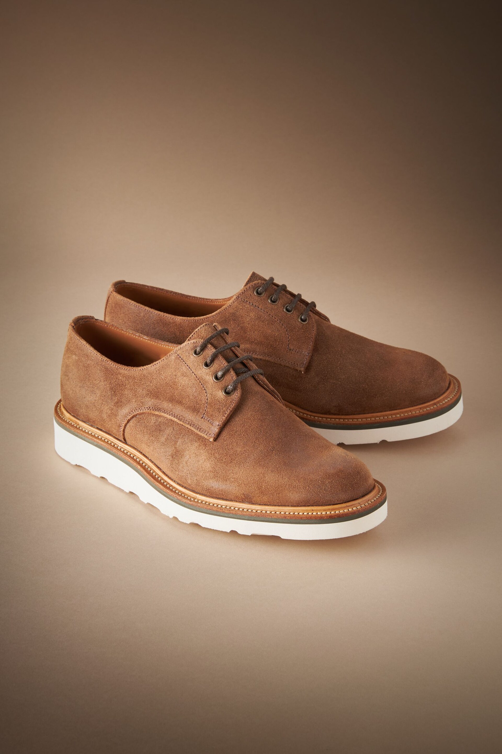 Tan Brown Suede Sanders for Next Wedge Derby Shoes - Image 1 of 7