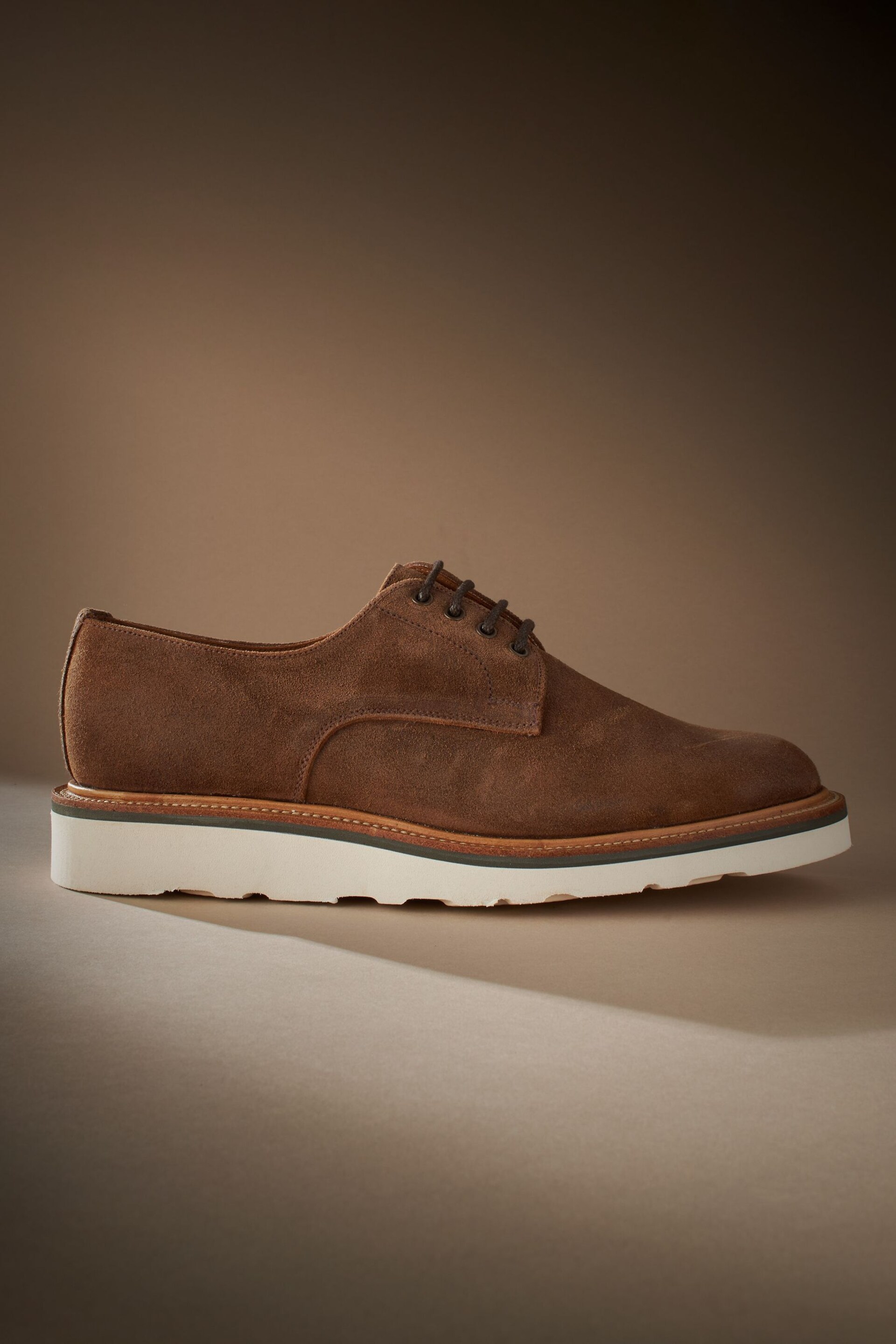 Tan Brown Suede Sanders for Next Wedge Derby Shoes - Image 2 of 7