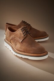 Tan Brown Suede Sanders for Next Wedge Derby Shoes - Image 3 of 7