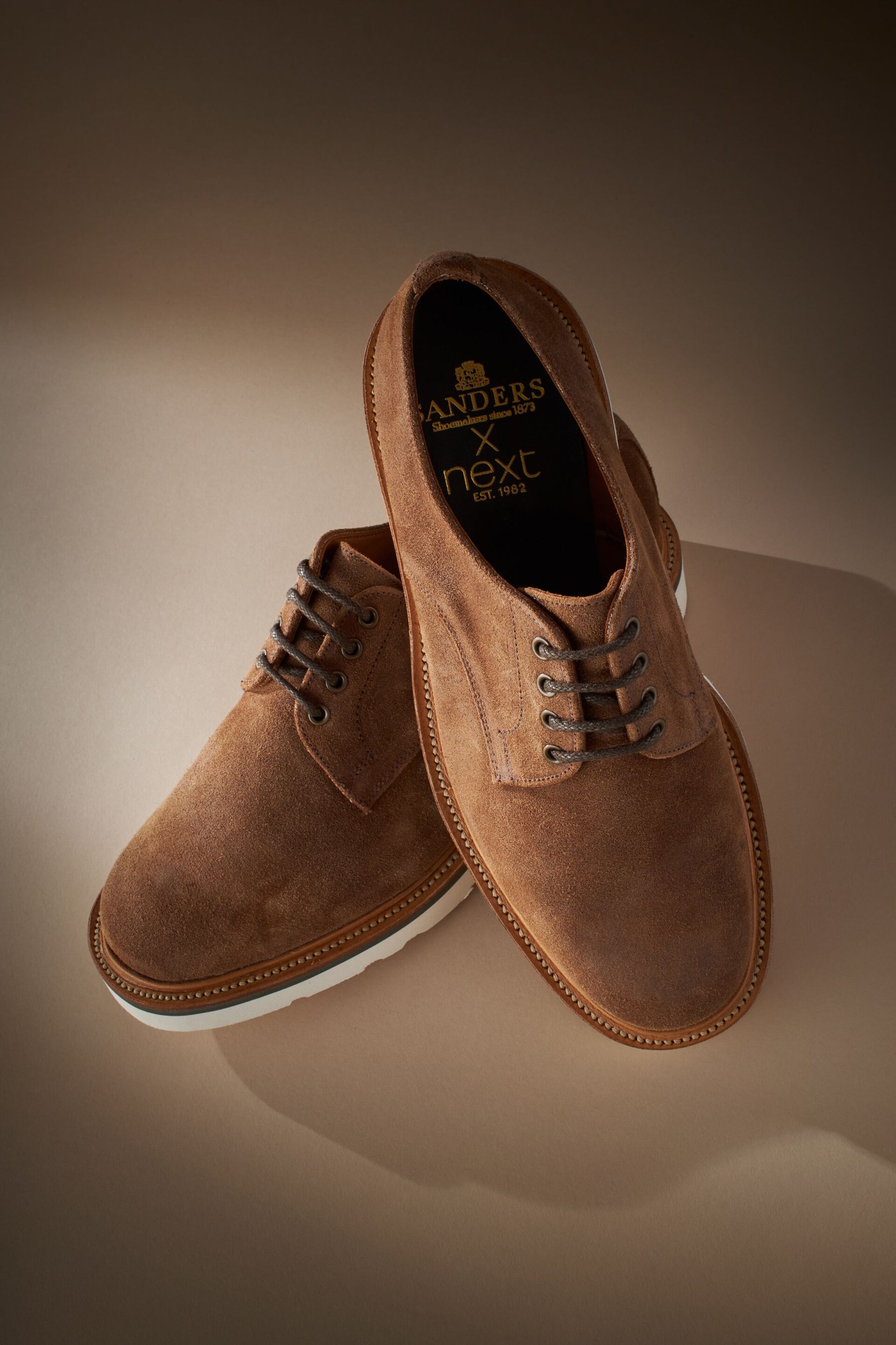 Tan Brown Suede Sanders for Next Wedge Derby Shoes - Image 5 of 7
