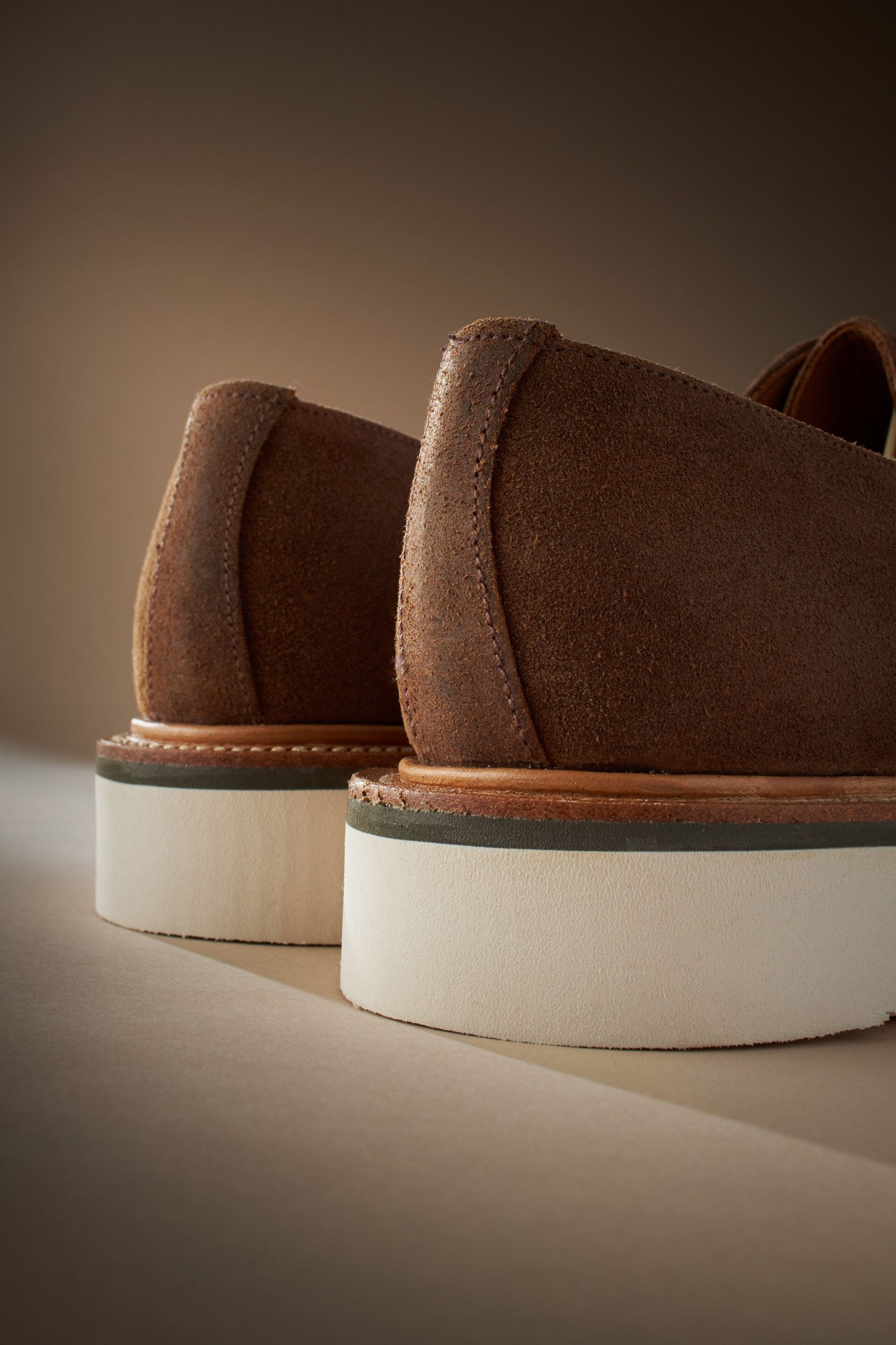 Tan Brown Suede Sanders for Next Wedge Derby Shoes - Image 7 of 7