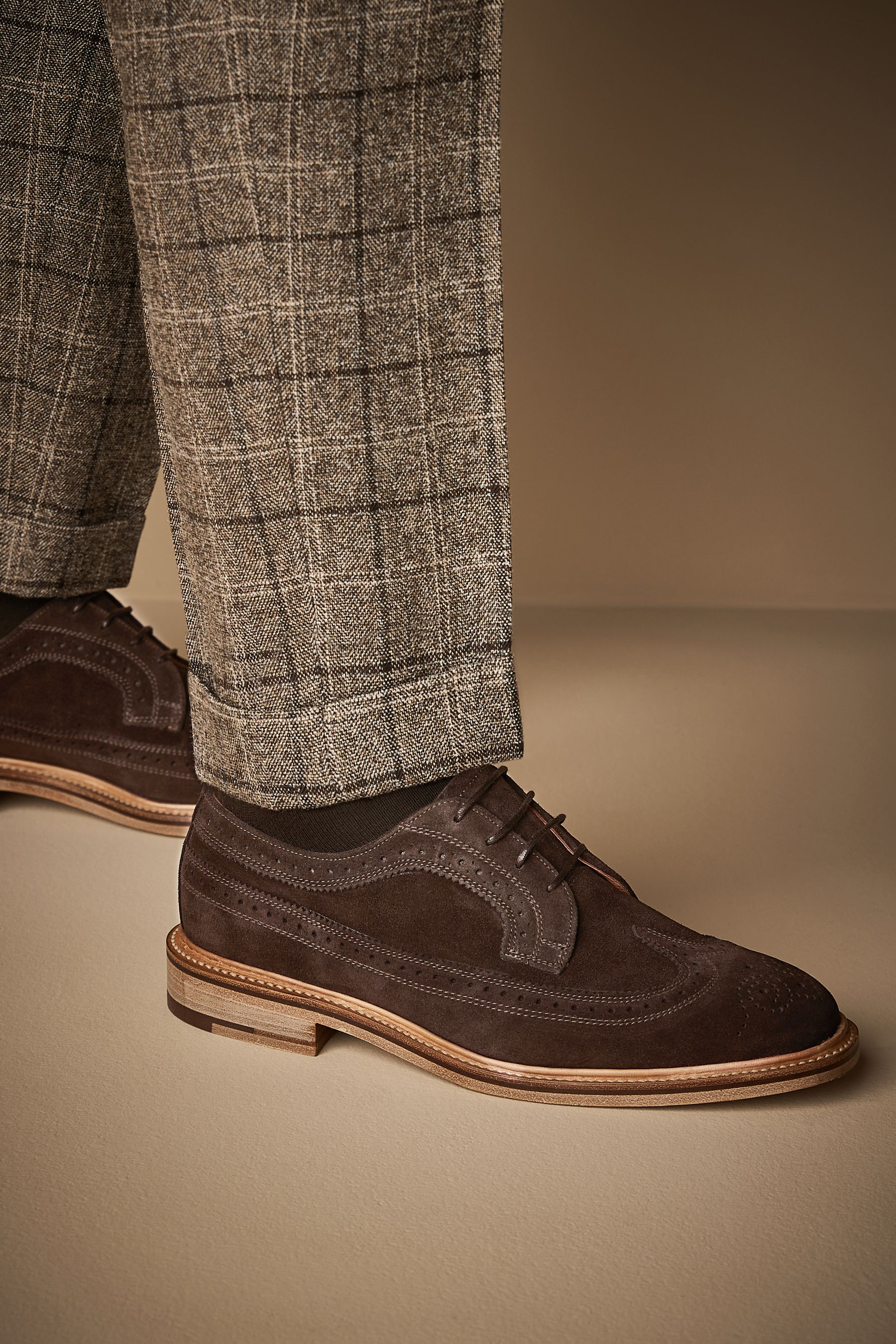 Buy Brown Suede Sanders for Next Longwing Brogue Shoes from Next USA