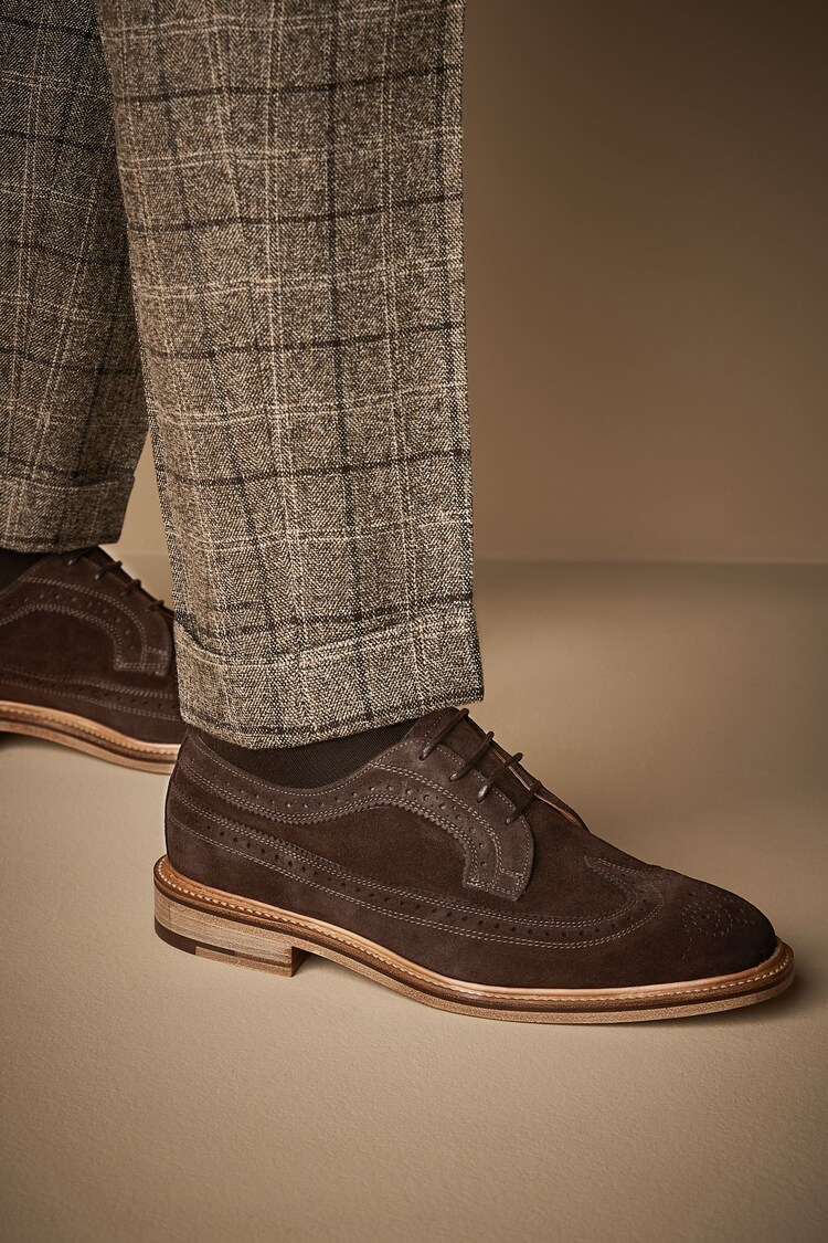 Brown Suede Sanders for Next Longwing Brogue Shoes - Image 1 of 7