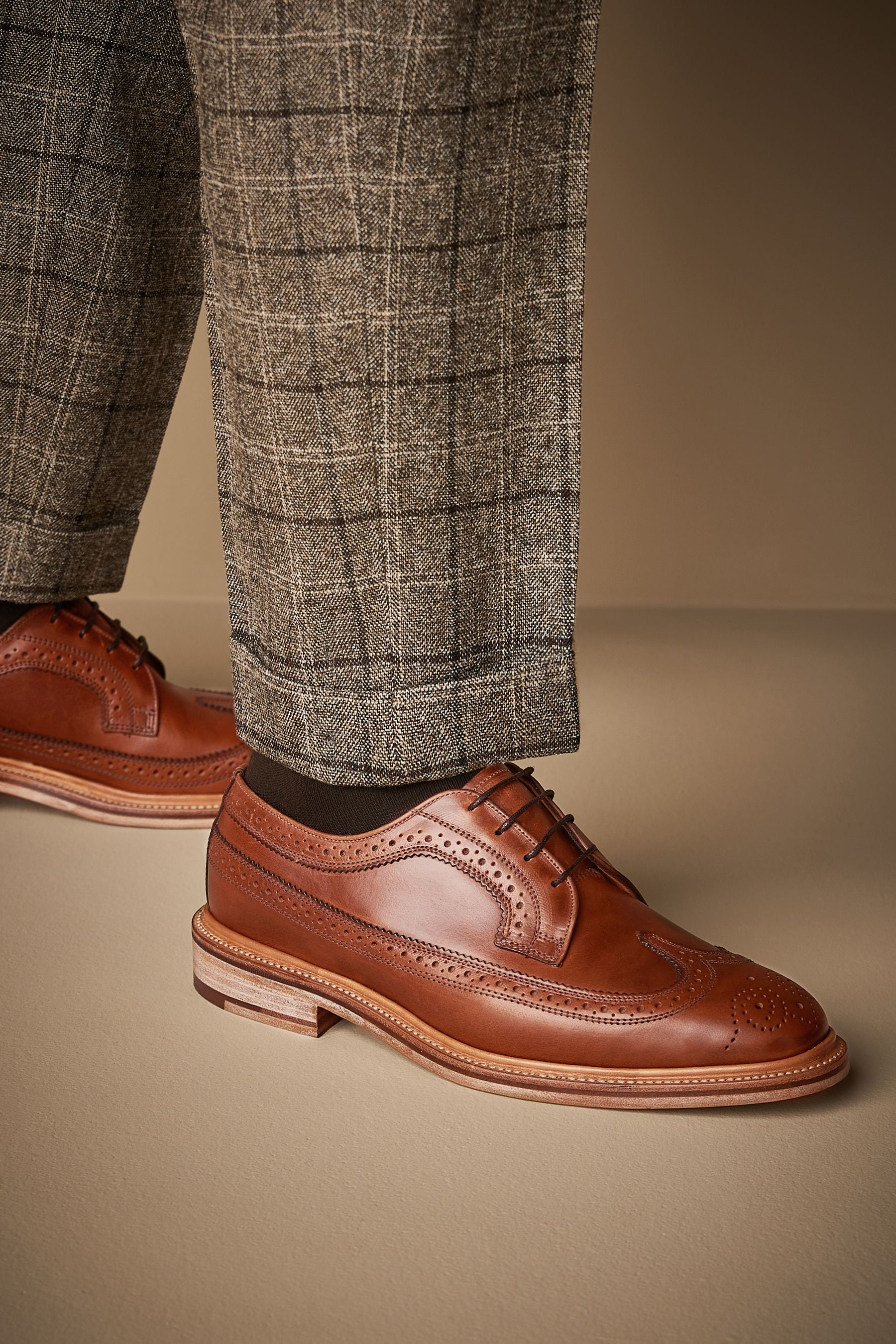Buy Tan Brown Leather Sanders for Next Longwing Brogue Shoes from the Next UK online shop