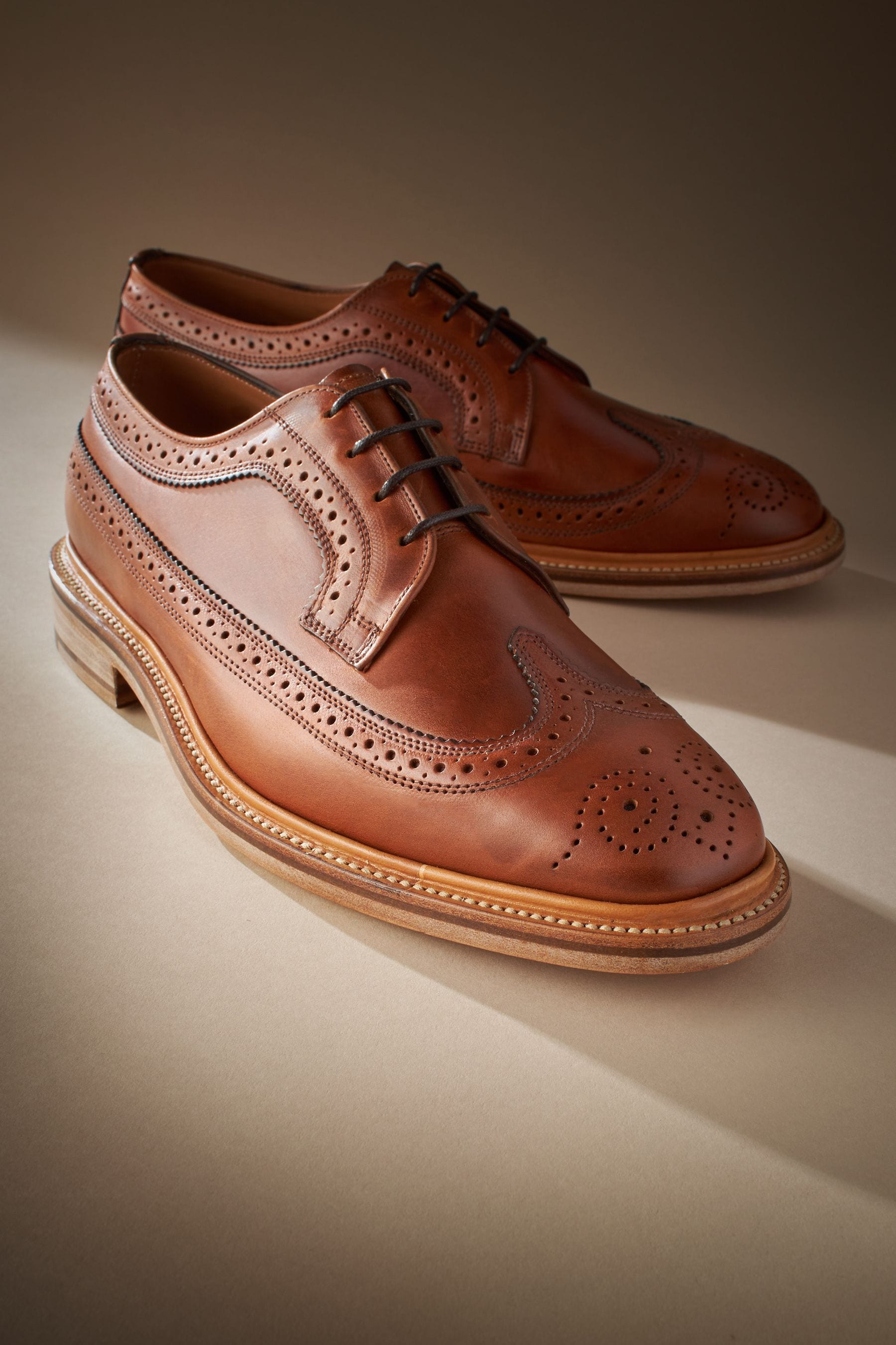 Buy Tan Brown Leather Sanders for Next Longwing Brogue Shoes from the Next UK online shop