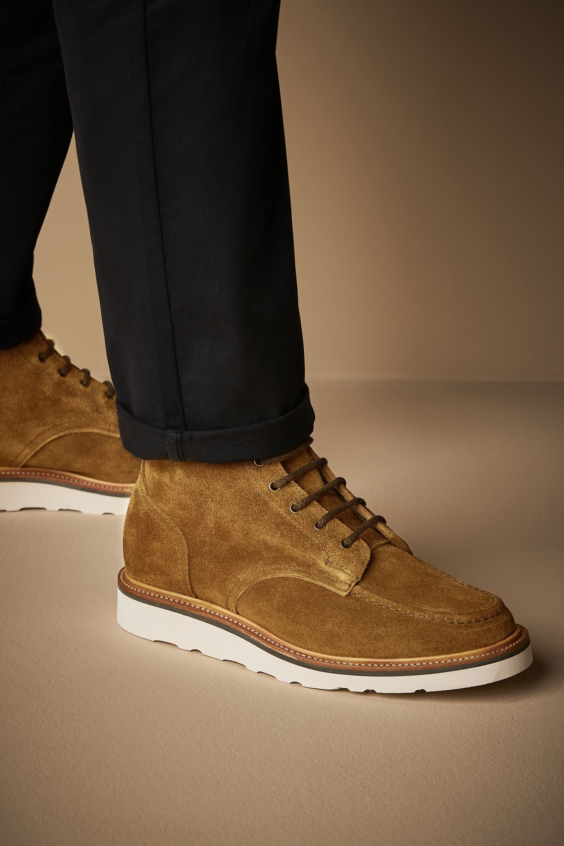Buy Tan Brown Suede Sanders for Next Apron Wedge Boots from Next Luxembourg