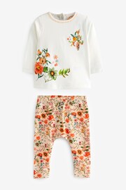 Orange Floral Baby Top And Leggings Set - Image 2 of 5