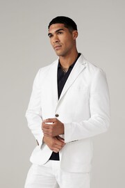 White Slim Linen Blend Blazer - Image 1 of 10