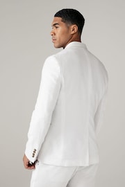 White Slim Linen Blend Blazer - Image 2 of 5