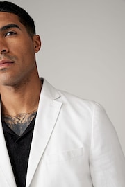 White Slim Linen Blend Blazer - Image 3 of 5