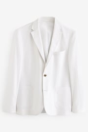 White Slim Linen Blend Blazer - Image 6 of 10