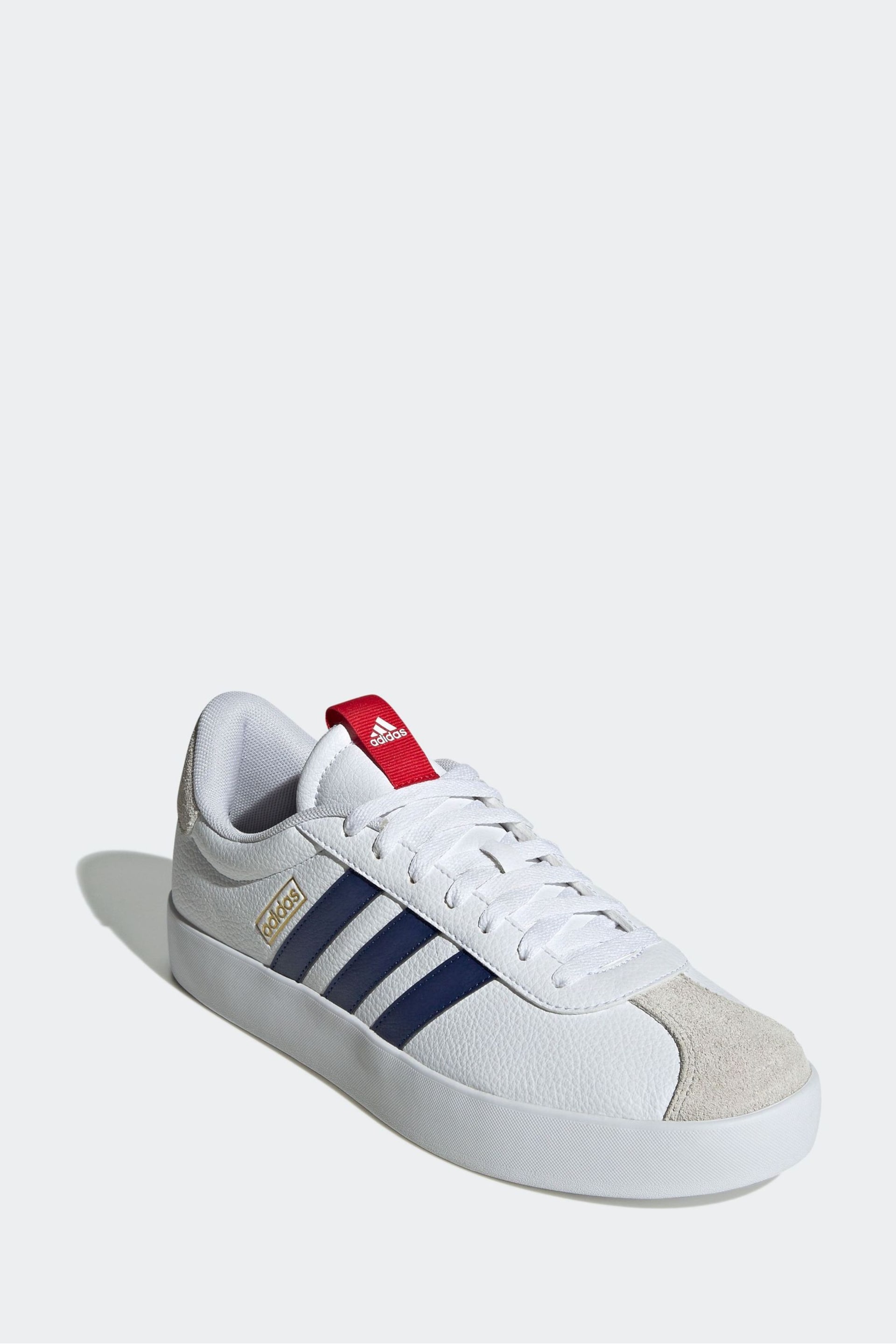 adidas White/Blue Sportswear VL Court Trainers - Image 5 of 9