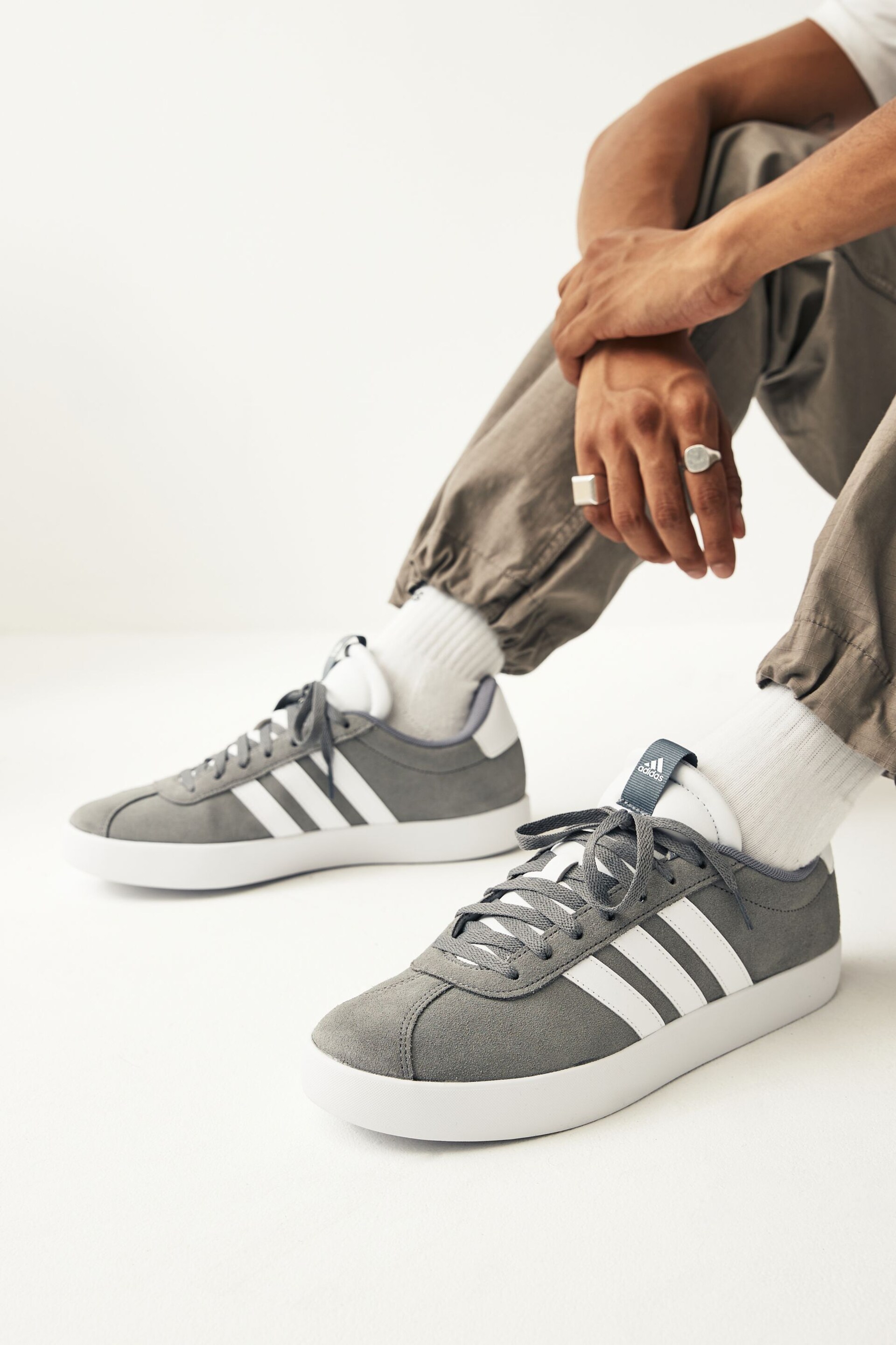 adidas Grey/White VL Court 3.0 Trainers - Image 1 of 11