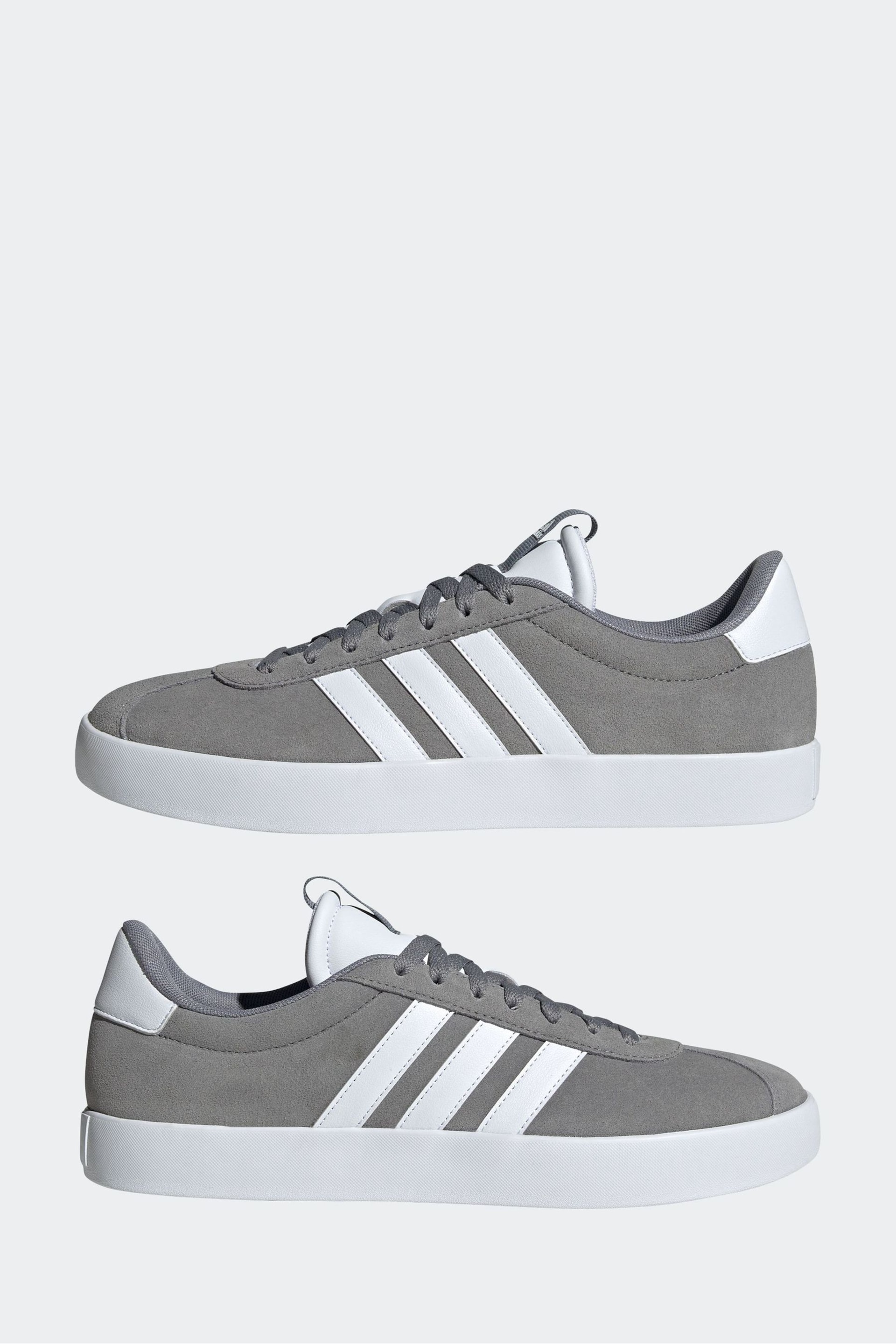 adidas Grey/White VL Court 3.0 Trainers - Image 5 of 11