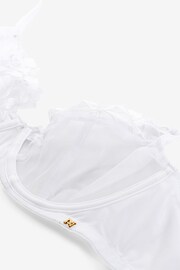 White DD+ Non Pad Plunge Floral Embroidered Bra - Image 6 of 6