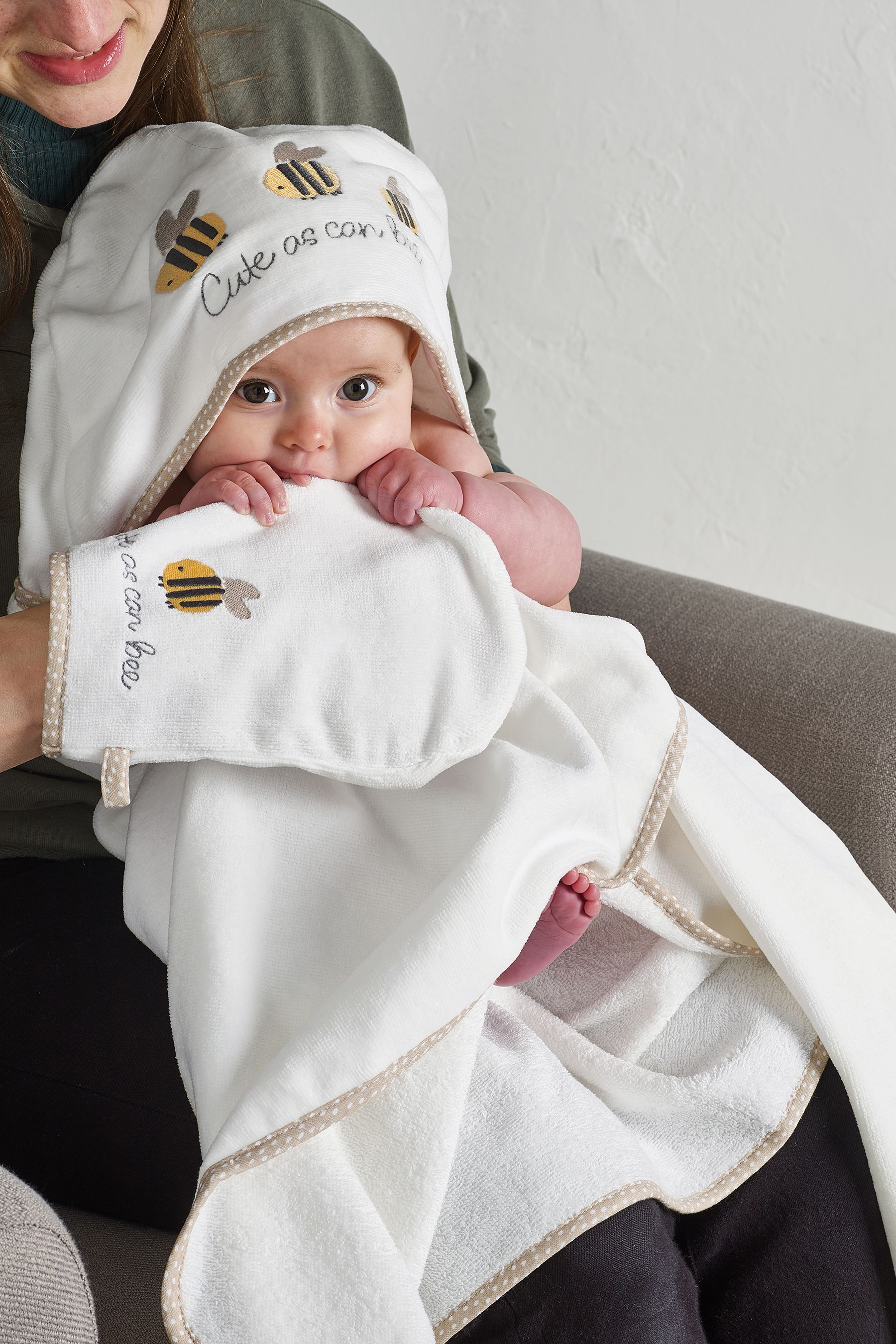 Buy White Bee Newborn 100 Cotton Hooded Baby Towel from the Next UK online shop