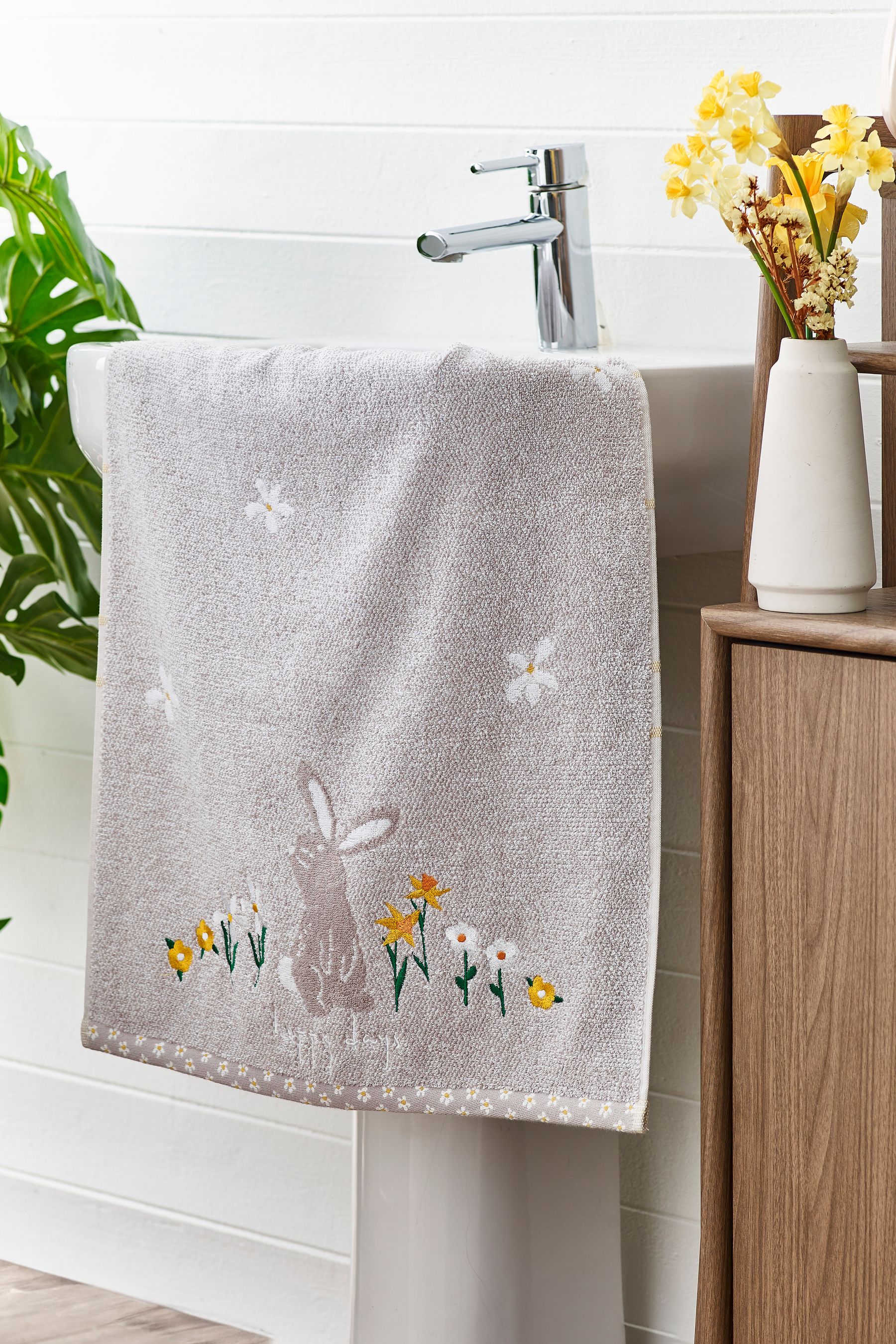 Buy Grey Bunnies 100 Cotton Towel from Next Ireland