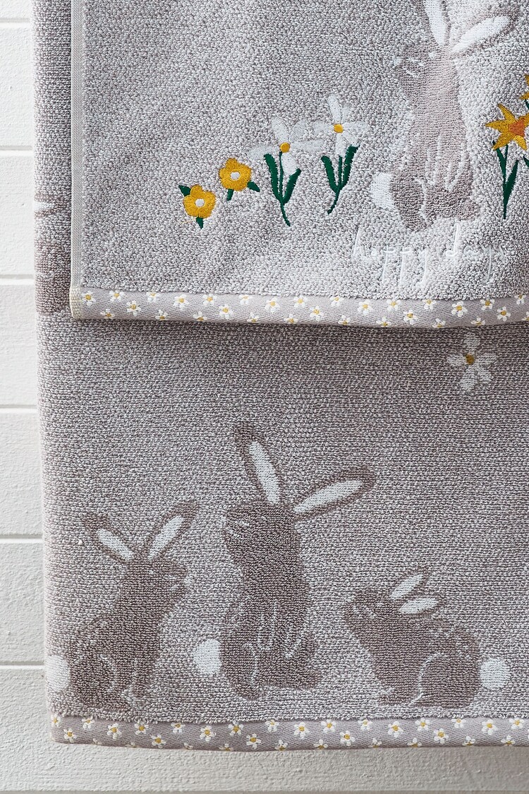 Grey Bunnies 100% Cotton Towel - Image 4 of 4