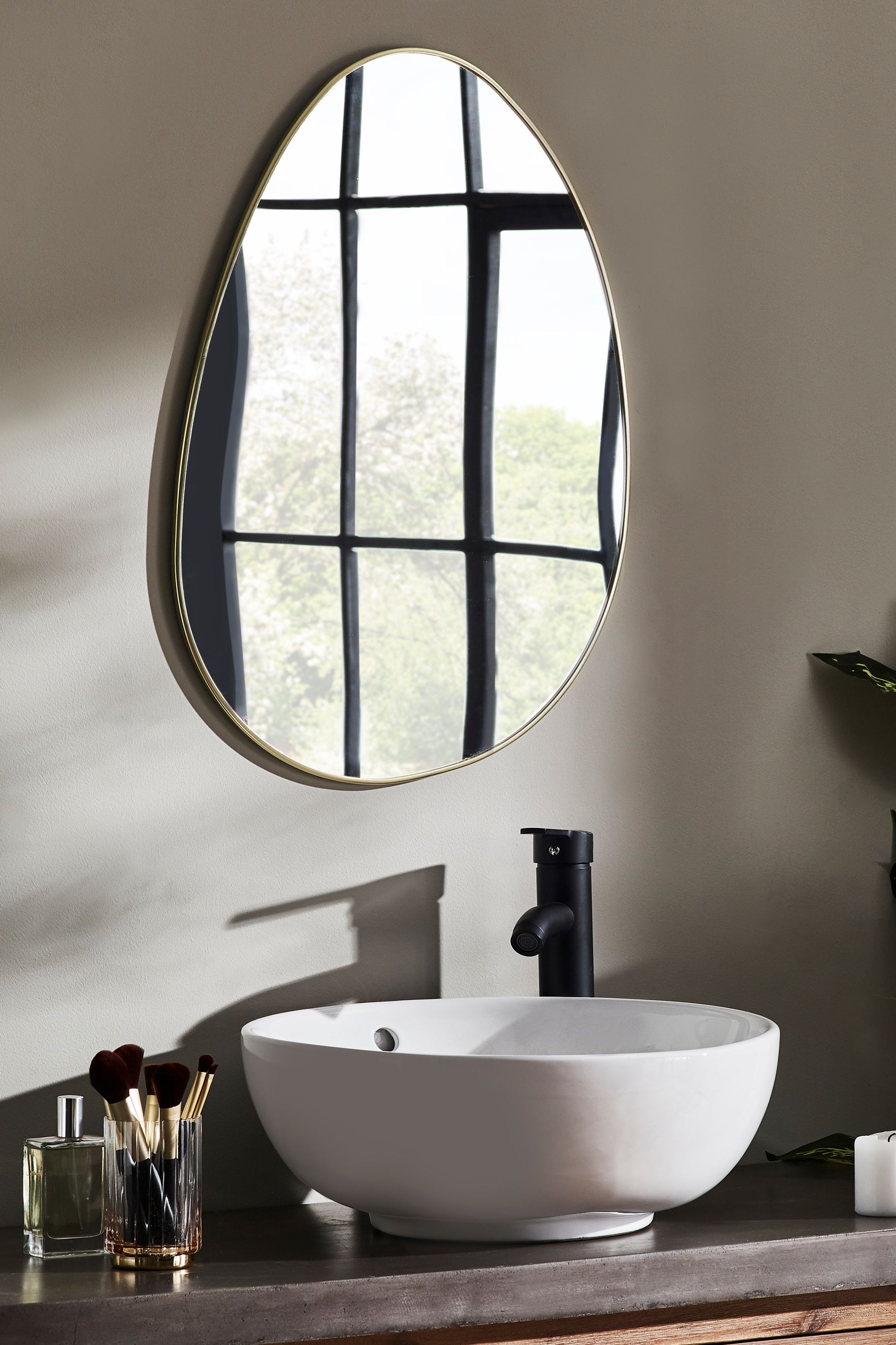 Buy Gold Pebble Round Bathroom Wall Mirror from the Next UK online shop