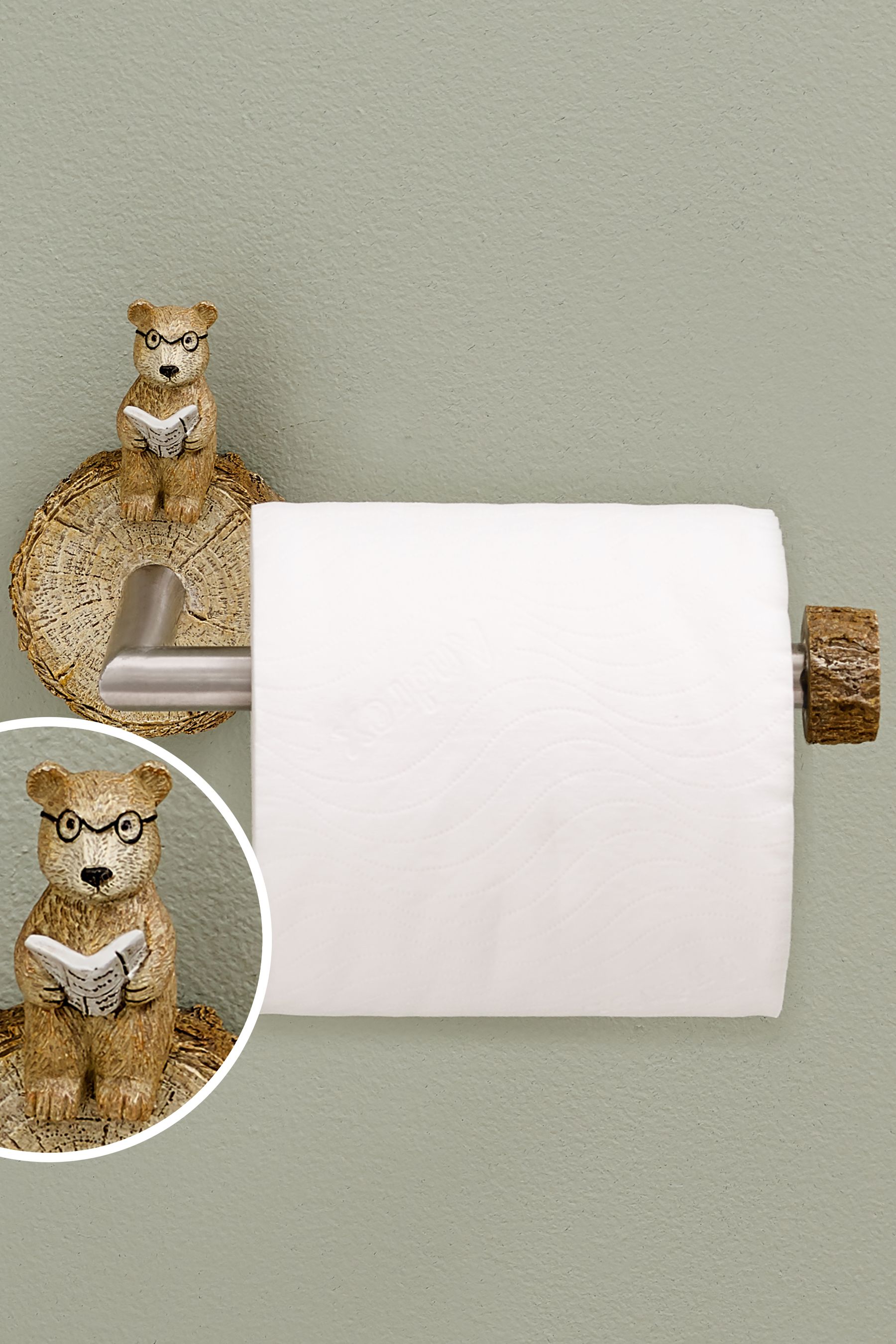 Buy Natural Bertie Bear Woodland Spa Wall Mount Toilet Roll Holder from Next United Arab Emirates