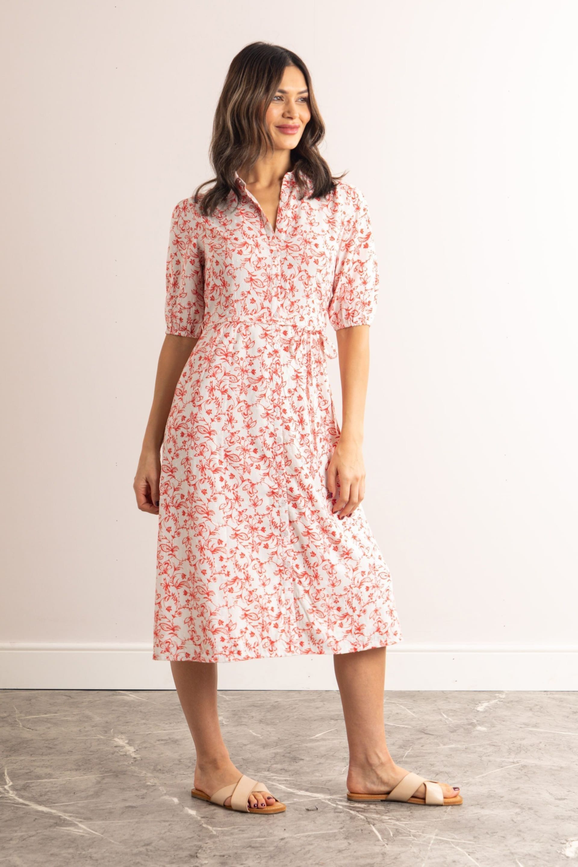 Lakeland Clothing Pink Janine Short Sleeve Collared Midi Dress - Image 2 of 5