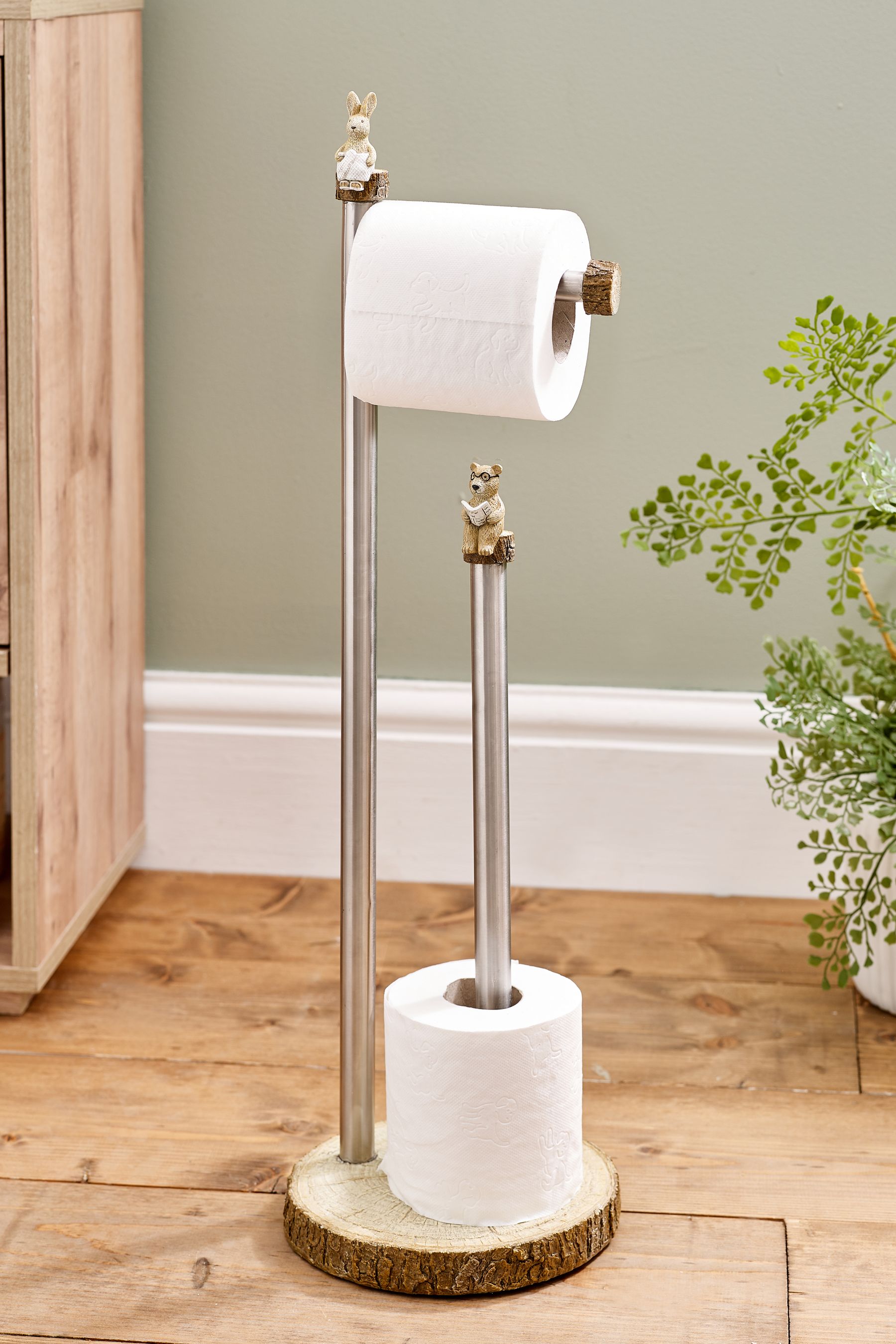 Buy Natural Bertie Bear Woodland Spa Floor Standing Toilet Roll Holder from the Next UK online shop