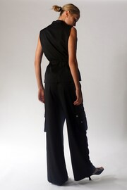 Religion Black Cool Energy Matt Sateen Tie Waist Waistcoat - Image 2 of 7