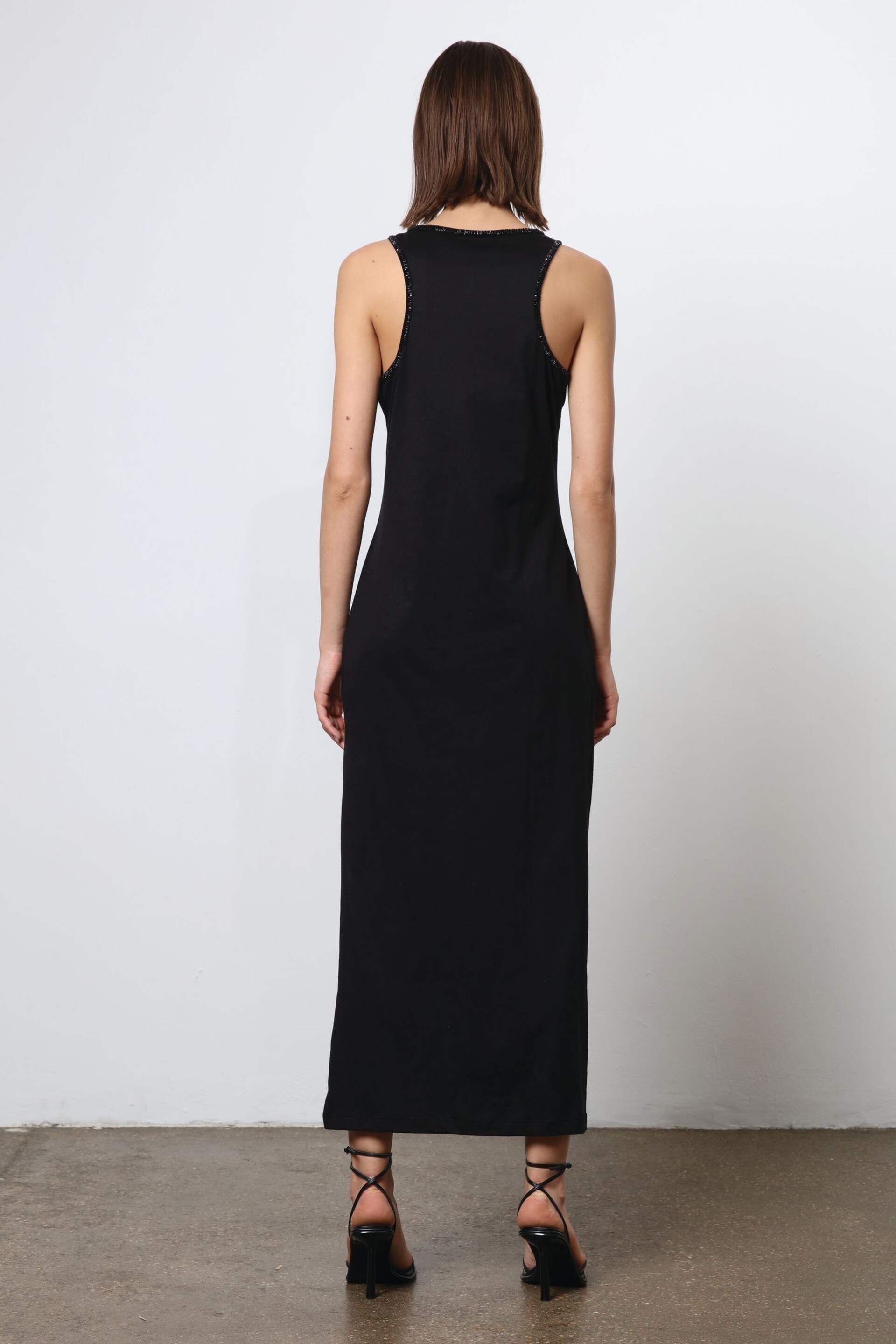 Religion Black Fitted Halter Neck Beaded Jersey Maxi Dress - Image 2 of 6