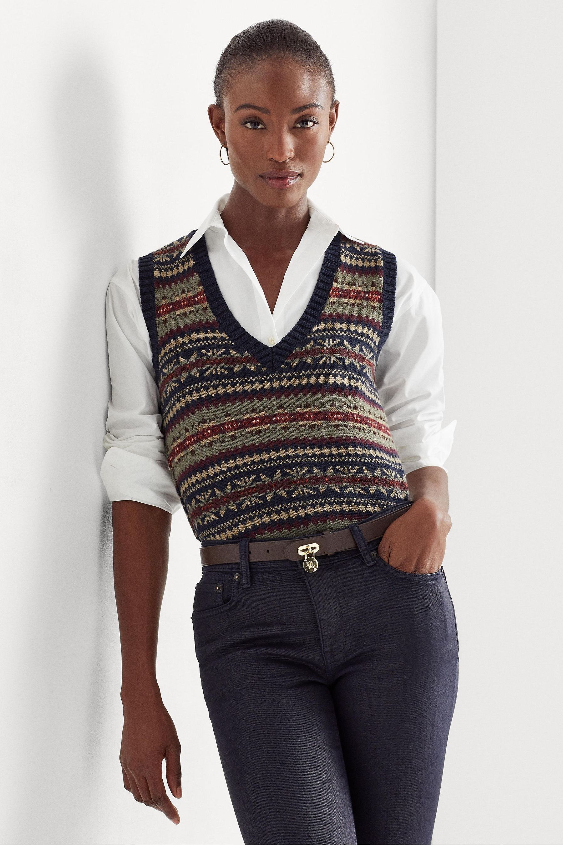 Ralph lauren black v neck sweater online
