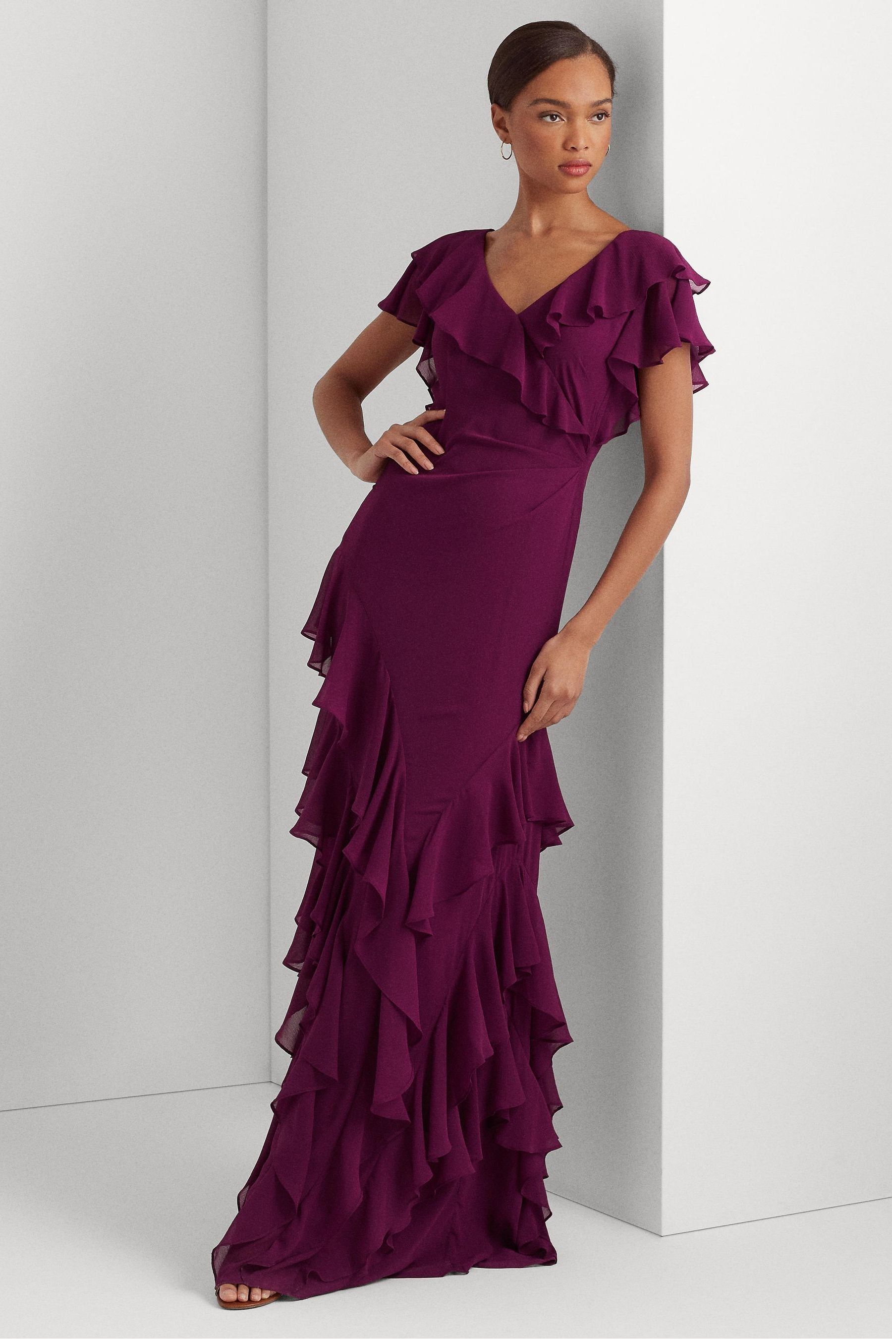 Ralph lauren ruffled georgette dress hot sale