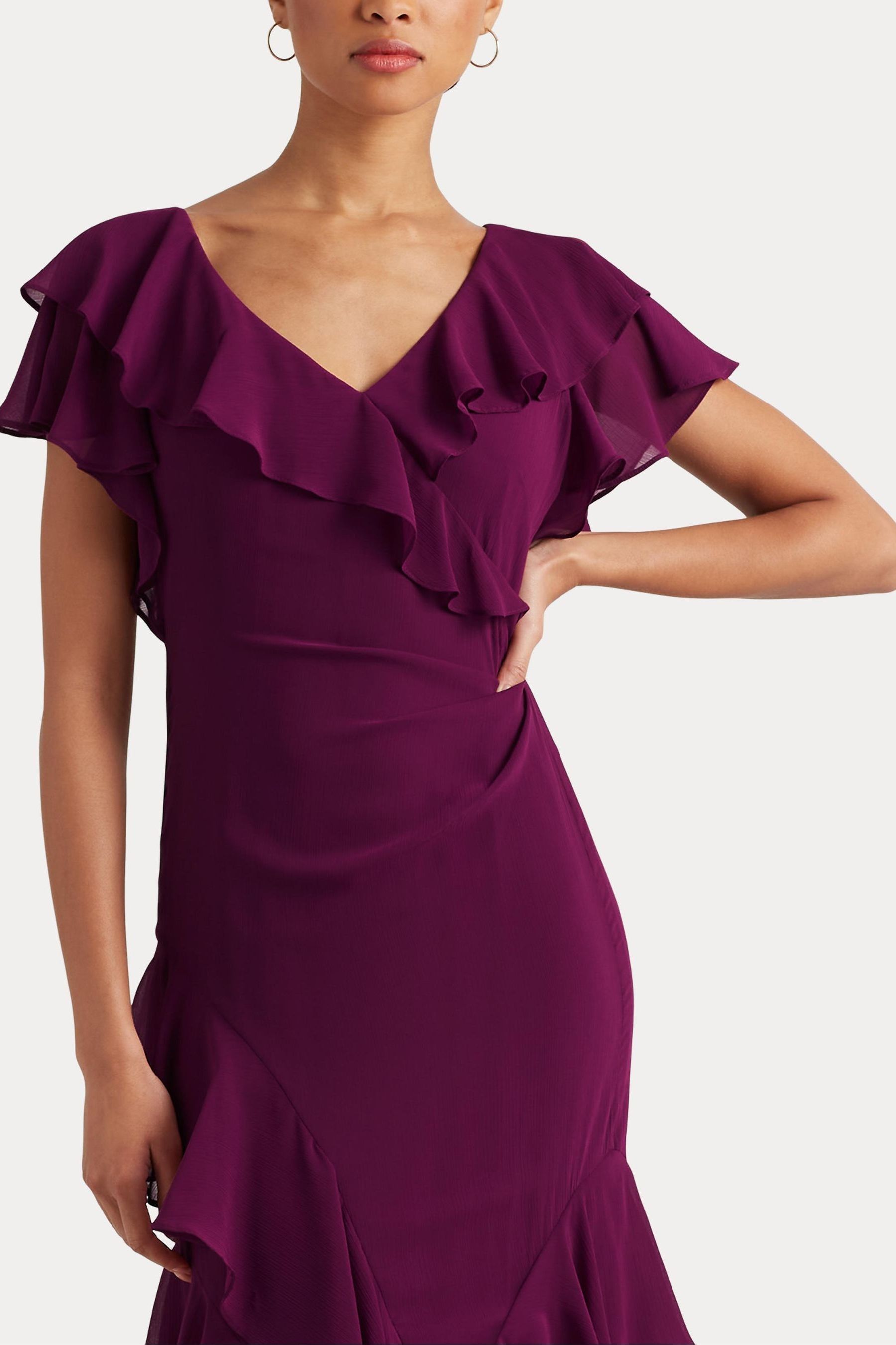 Buy Lauren Ralph Lauren Red Ruffle Trim Crinkle Georgette Gown from Next Luxembourg