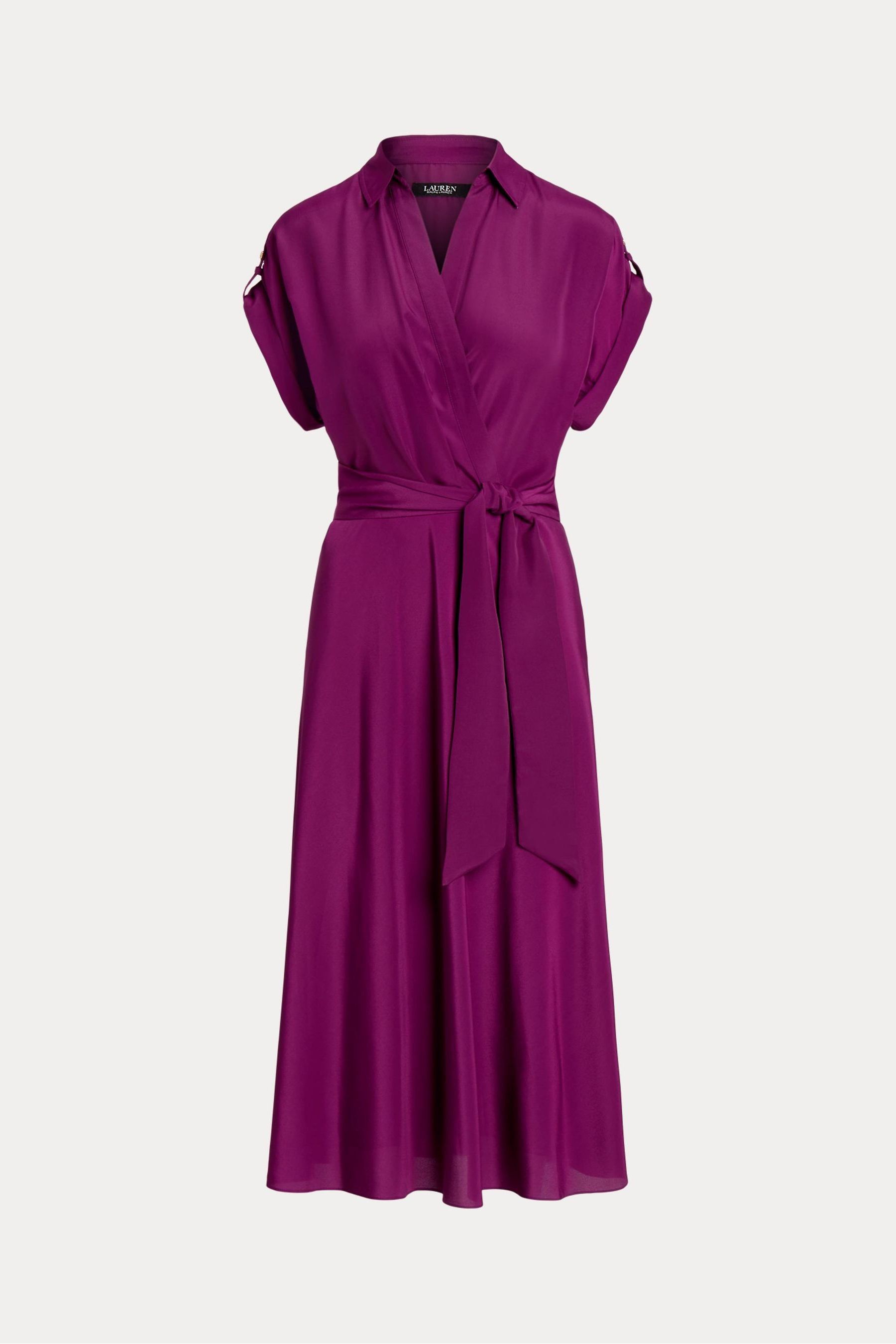 Buy Lauren Ralph Lauren Purple Fratillo Belted Crepe Dress from Next Luxembourg