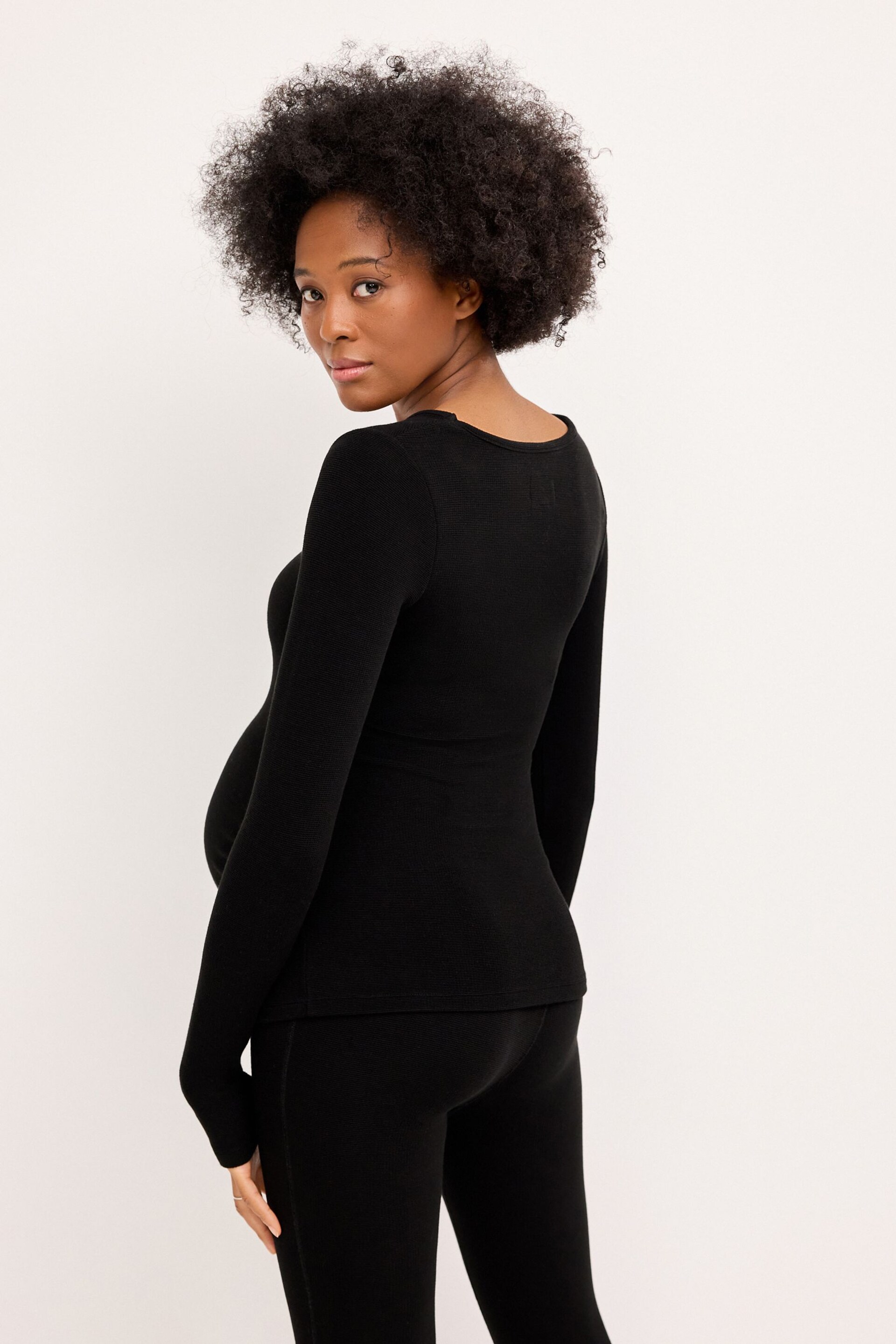 self. Black Maternity Waffle Top - Image 3 of 7