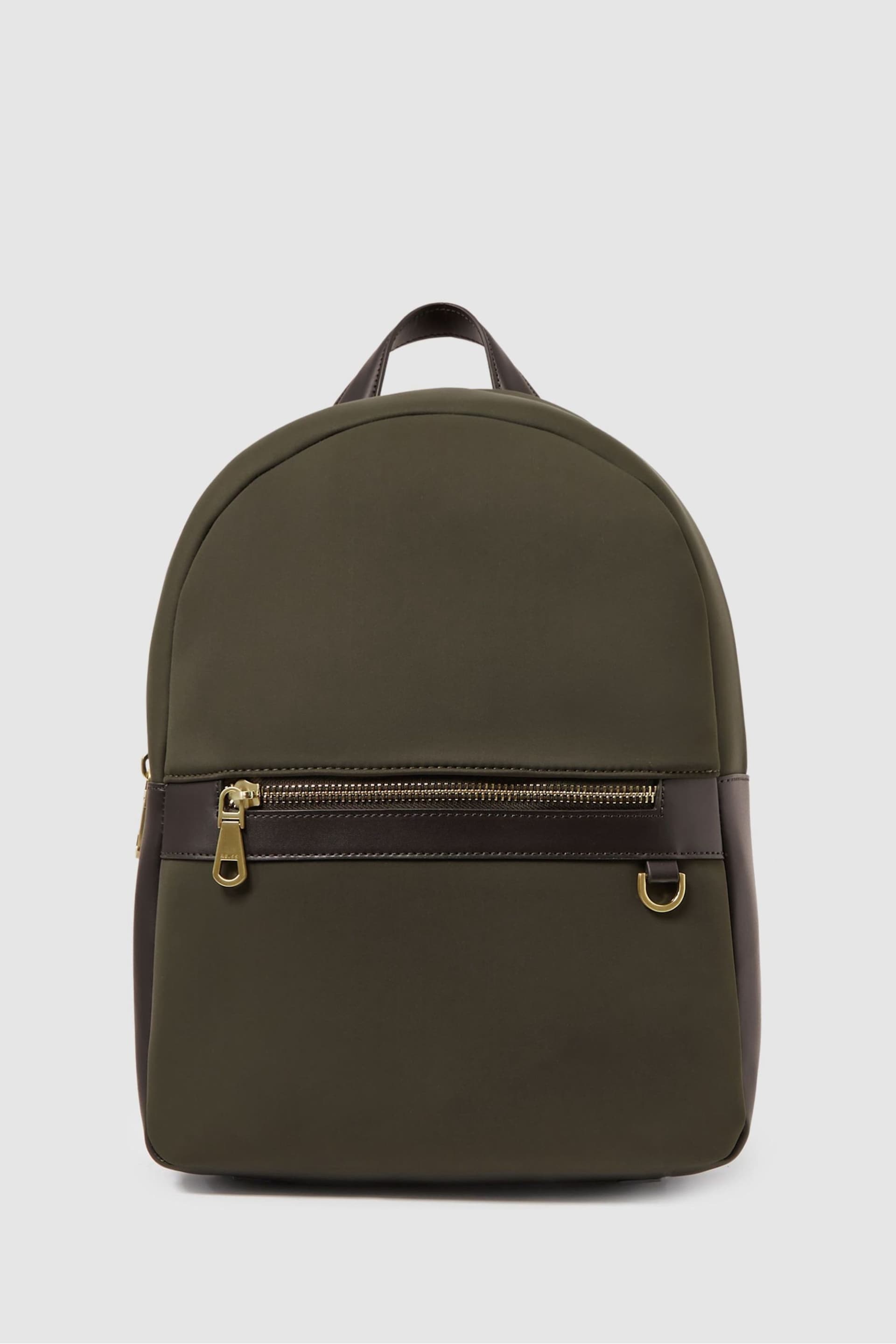 Reiss Khaki Drew Neoprene Zipped Backpack - Image 1 of 5