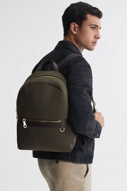 Reiss Khaki Drew Neoprene Zipped Backpack - Image 2 of 5