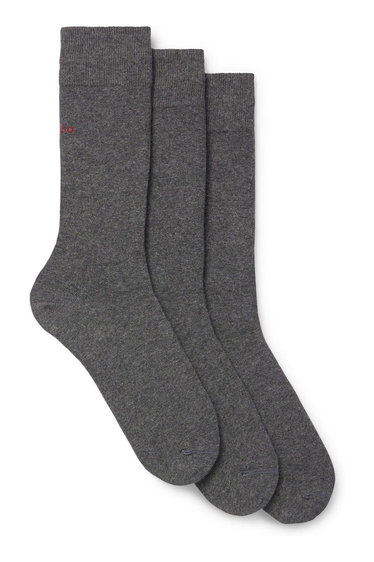 HUGO Regular Length Logo Socks 3 Pack - Image 1 of 3