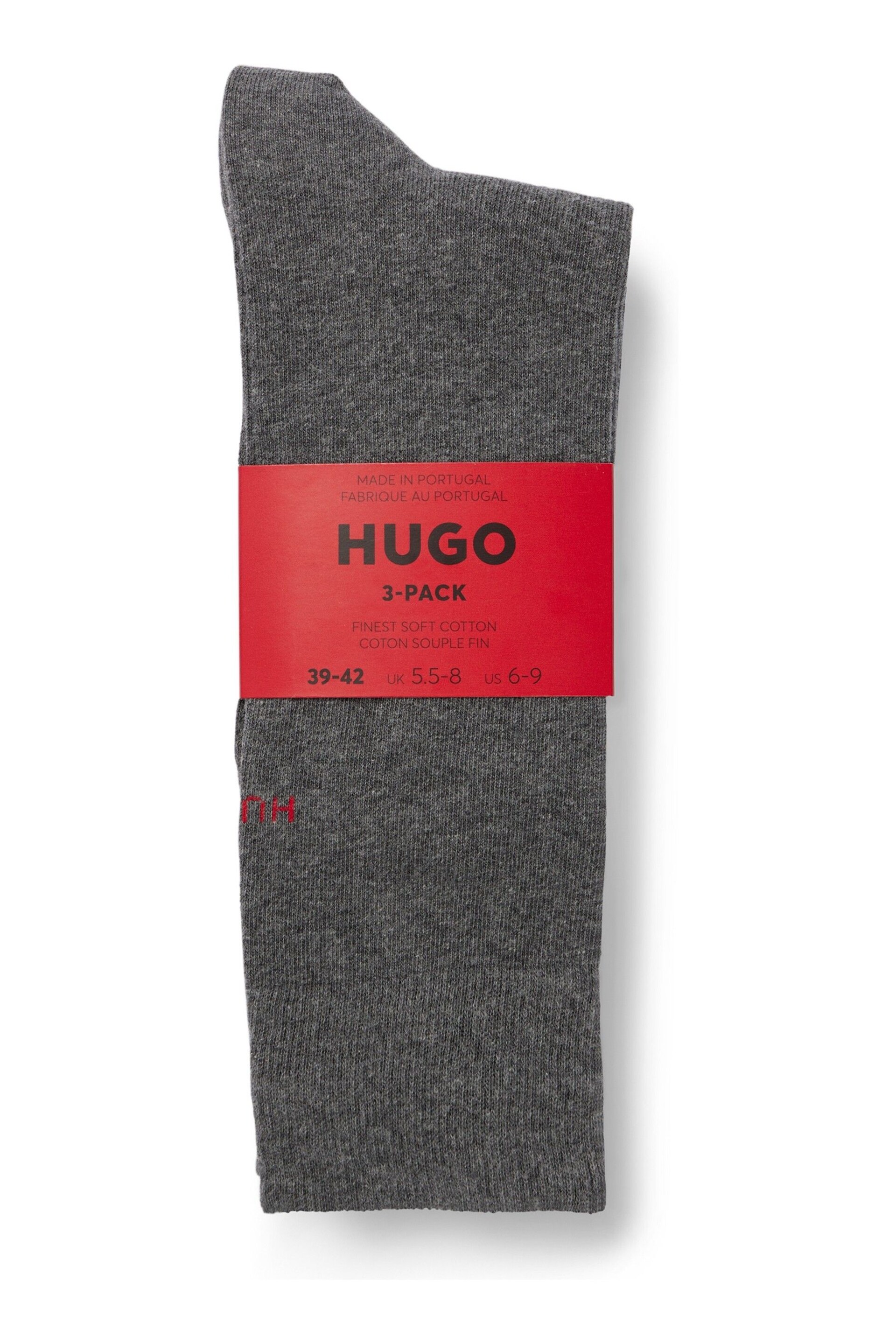 HUGO Regular Length Logo Socks 3 Pack - Image 2 of 3