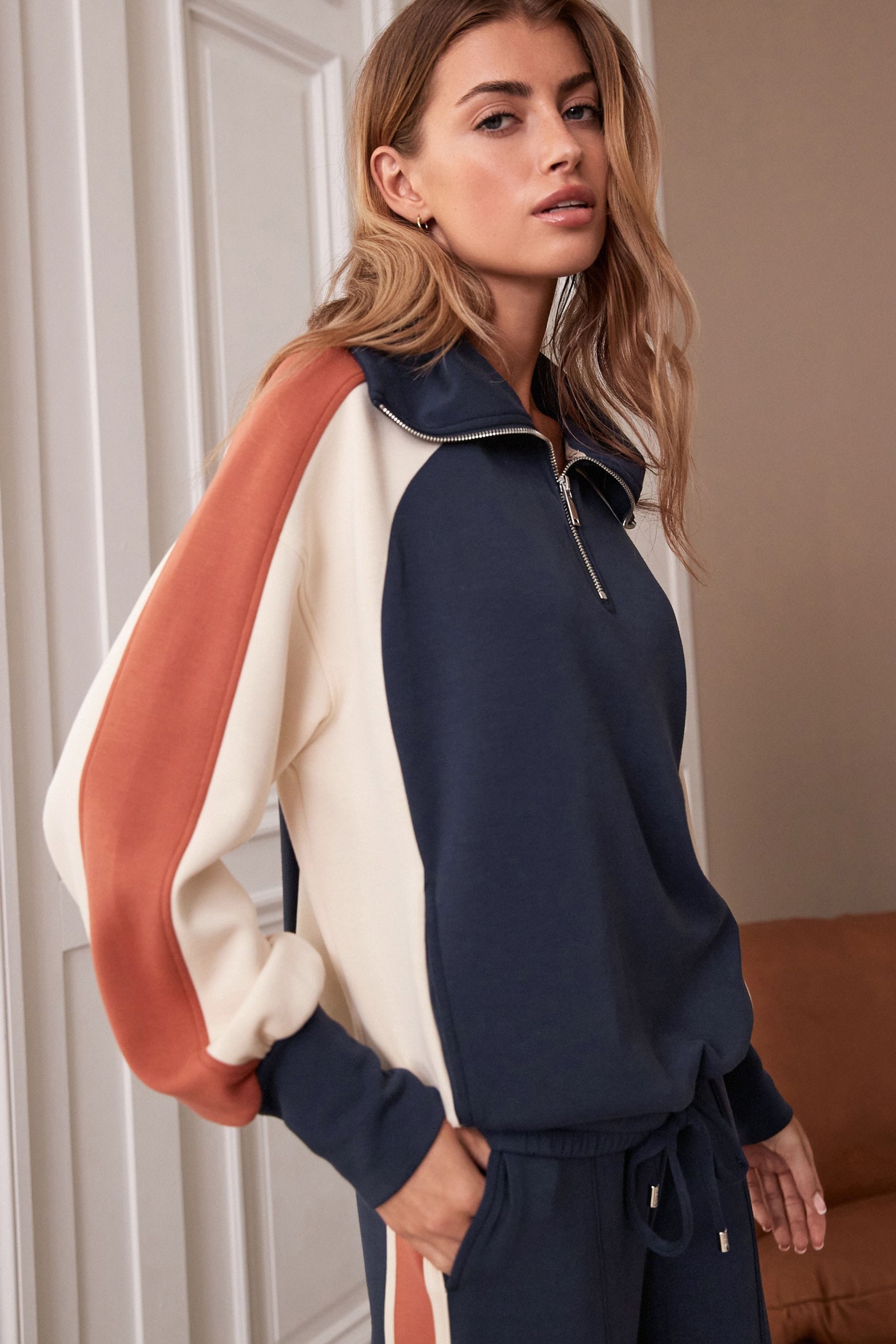 Buy Navy Blue Half Zip Jumper from Next Luxembourg